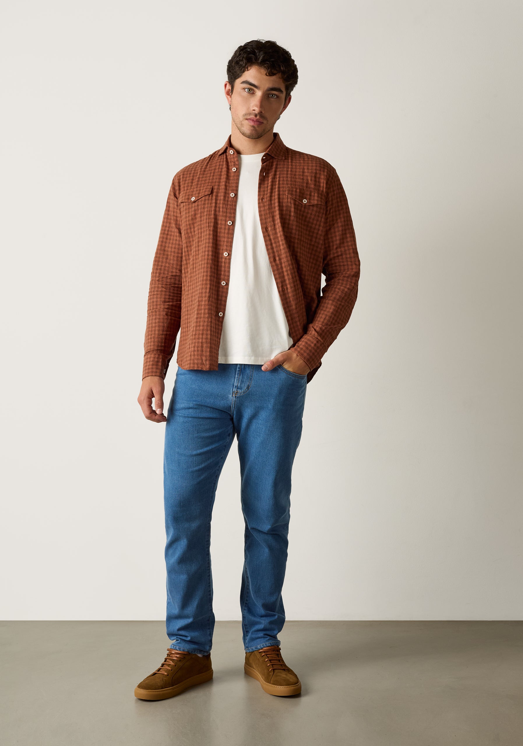 Shirt H CF Laurence Plaid Med Terracotta