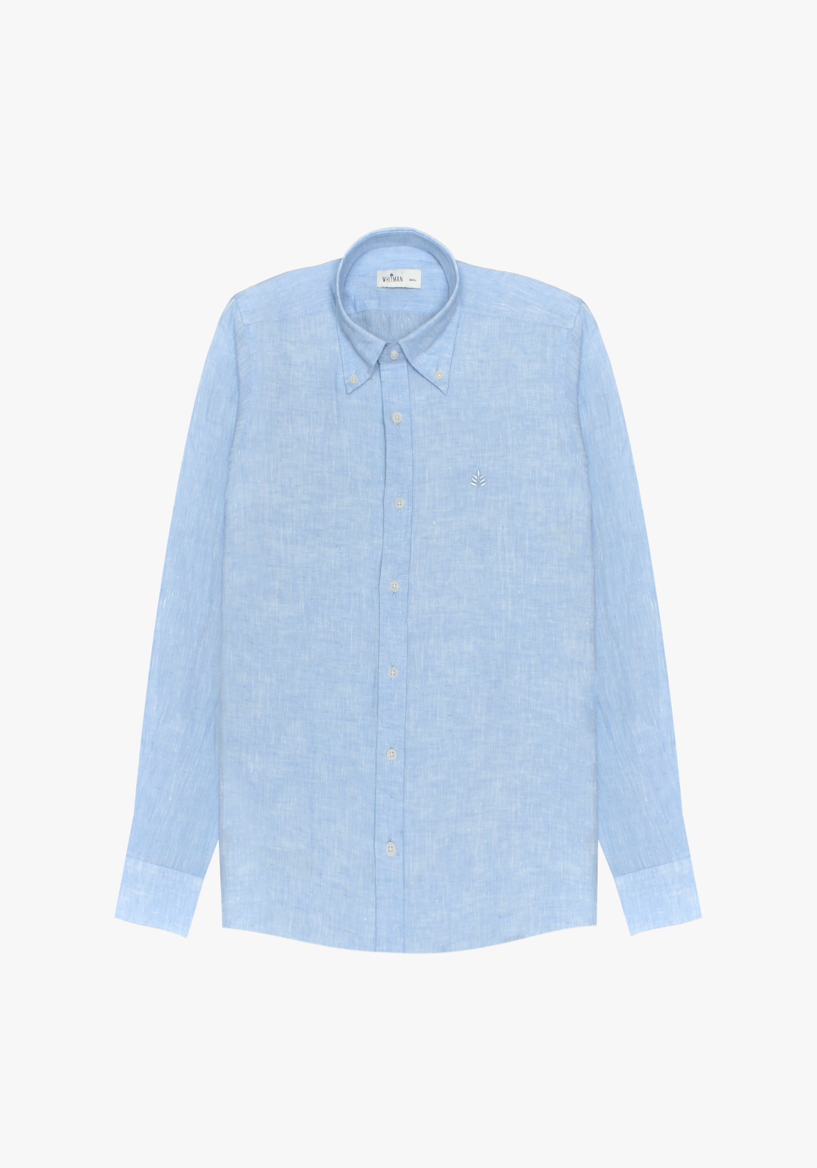 Linen Shirt Collar Button Down Collar Light Blue L-Atn