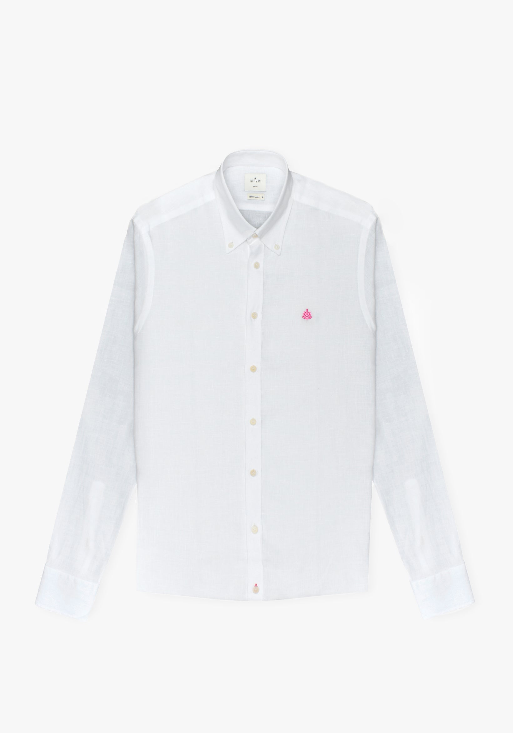 White Button Down Collar Linen Shirt