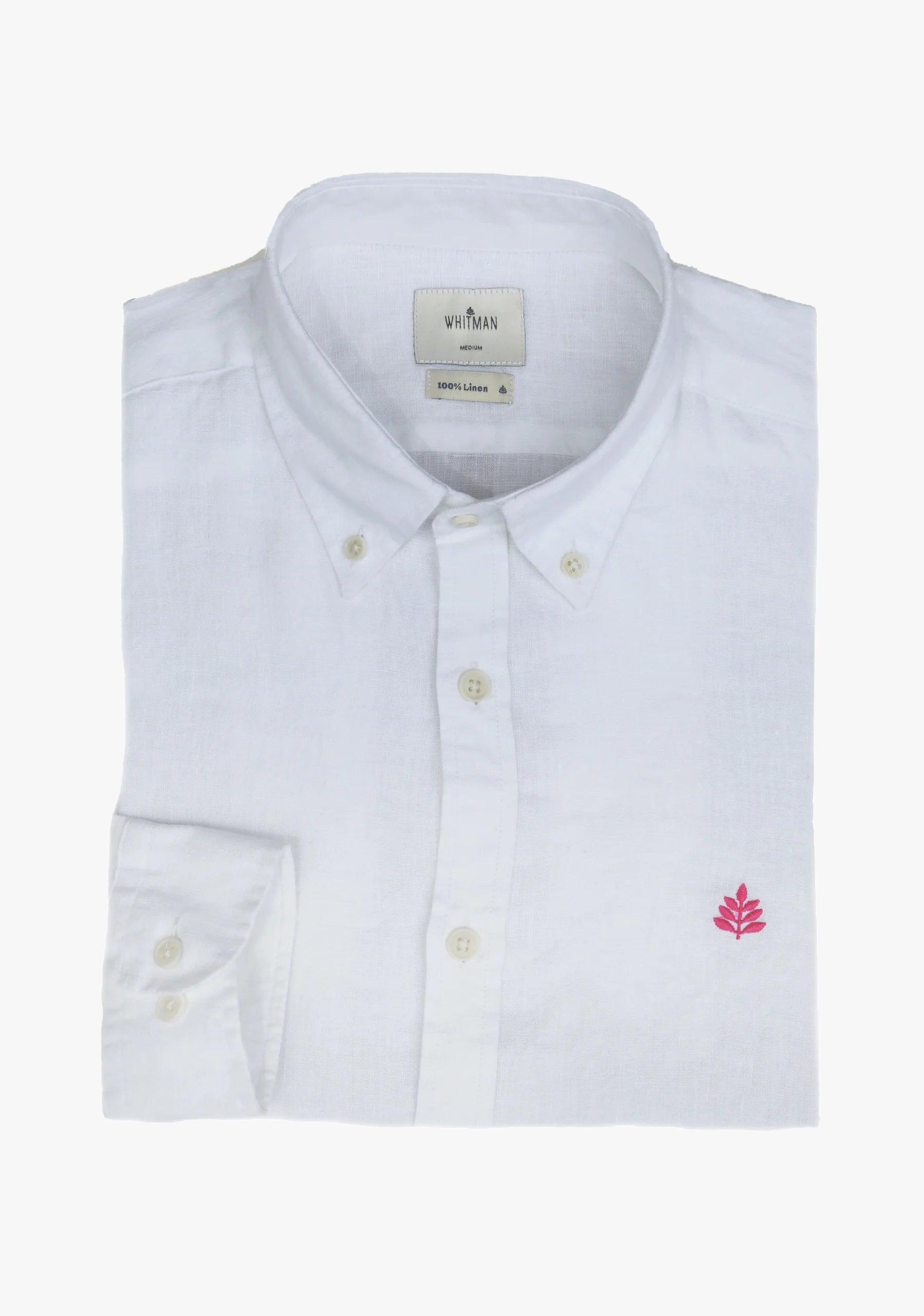 White Button Down Collar Linen Shirt