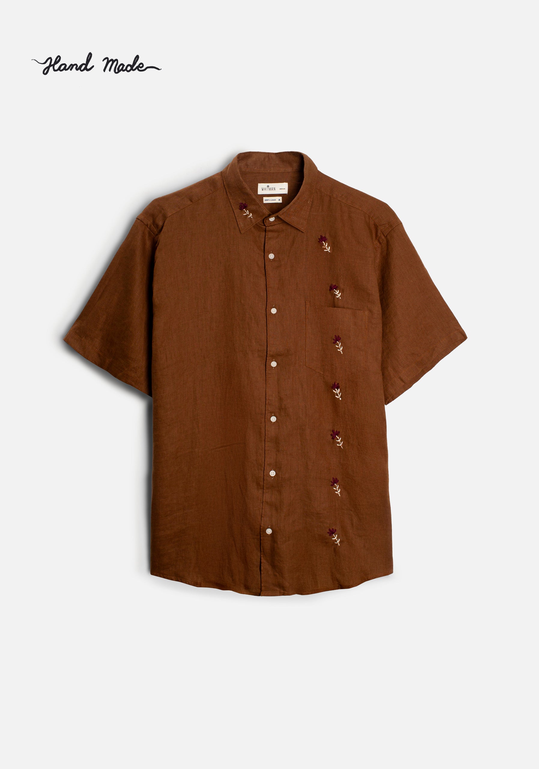 Shirt H Harlem Linen APL. Bord. Tobacco