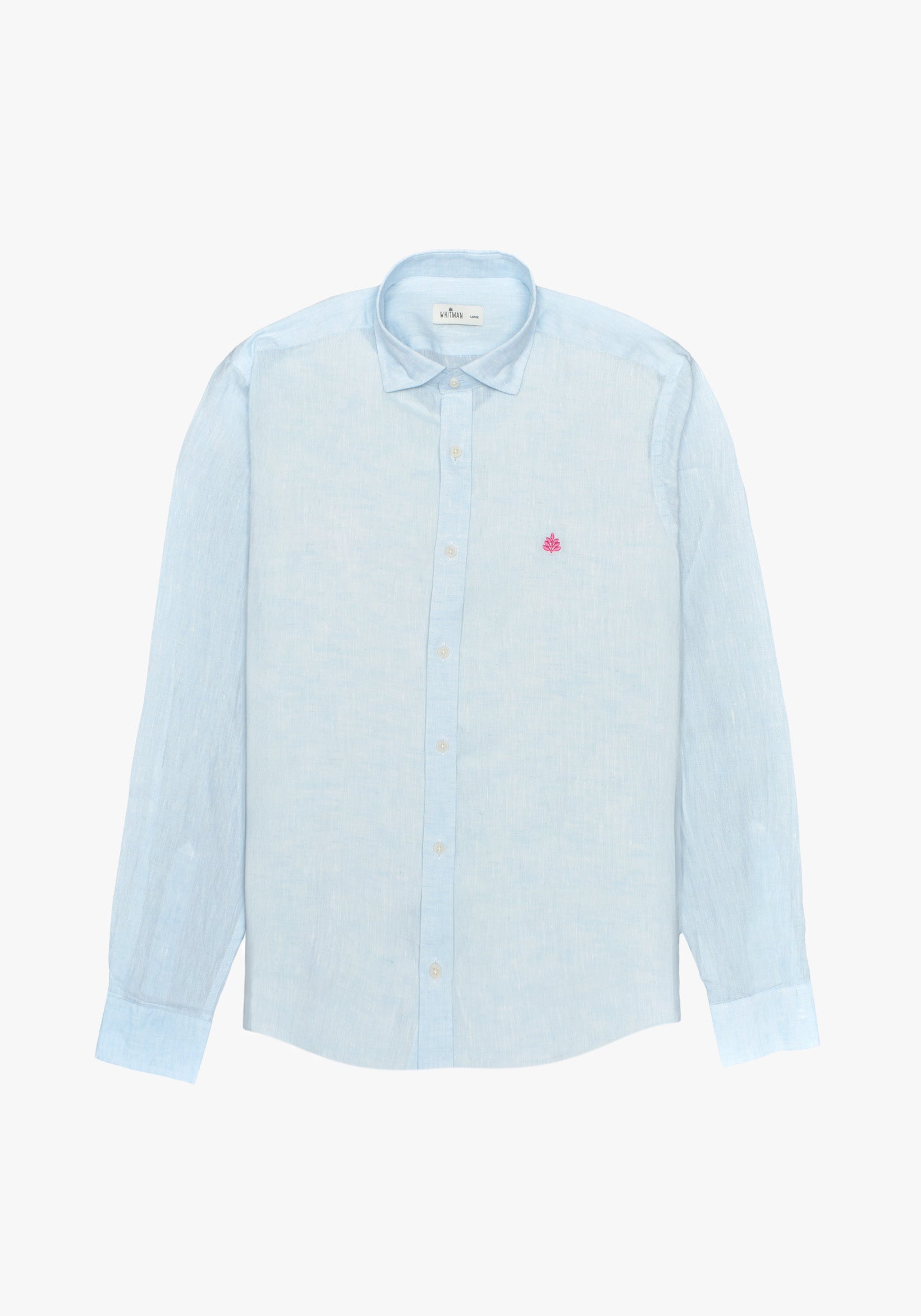 Linen Shirt French Collar Linen Shirt French Collar Light Blue L-Fuc