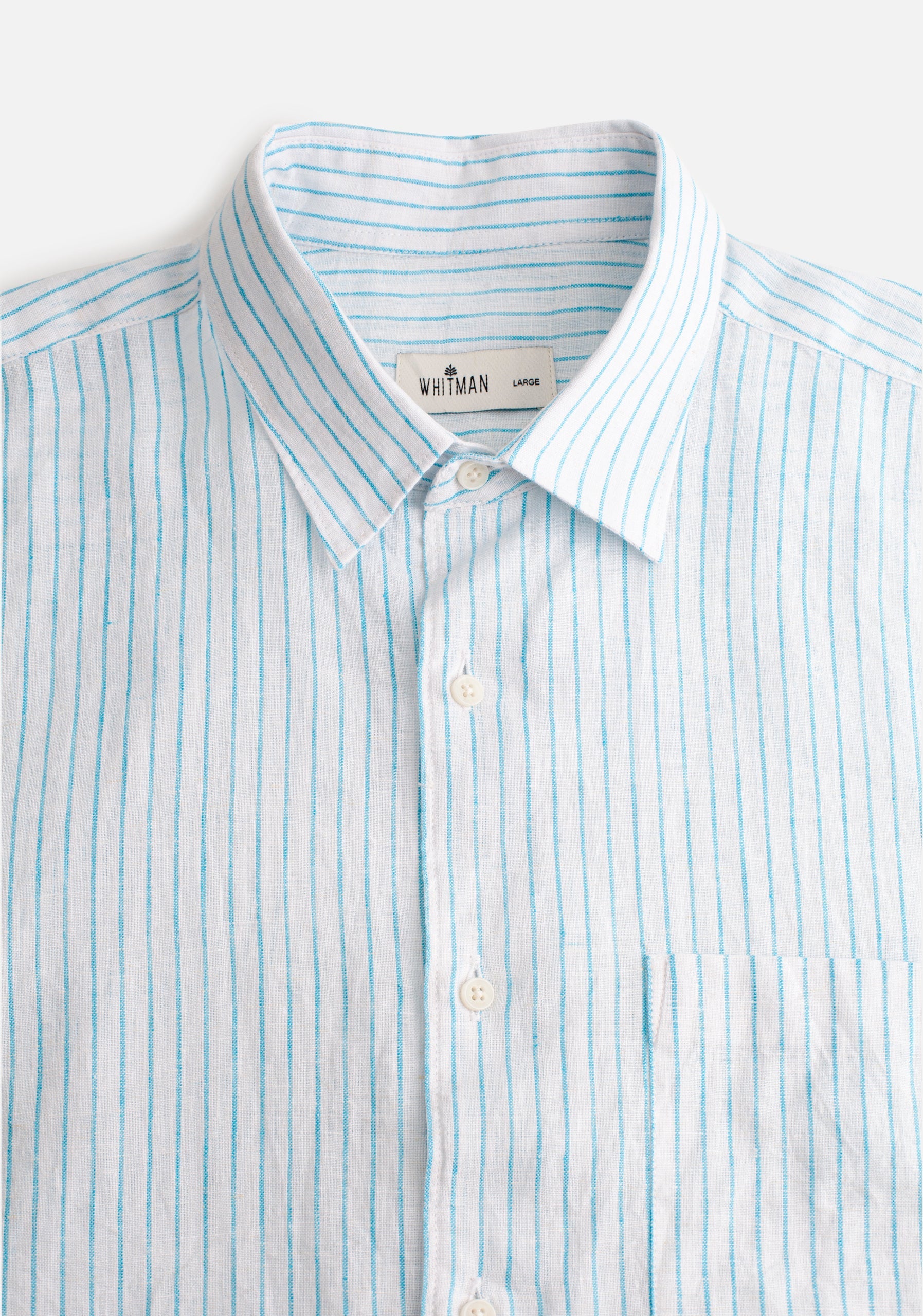 Cf Harlem Linen Shirt Turquoise Stripes