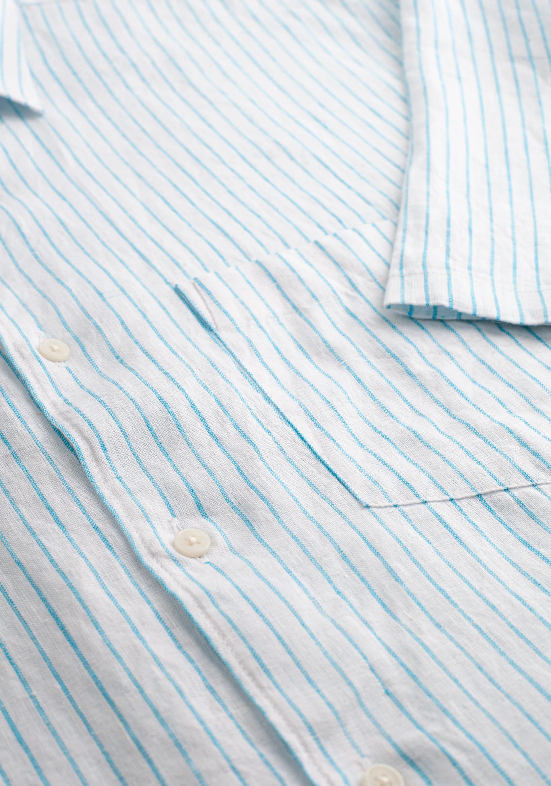 Cf Harlem Linen Shirt Turquoise Stripes