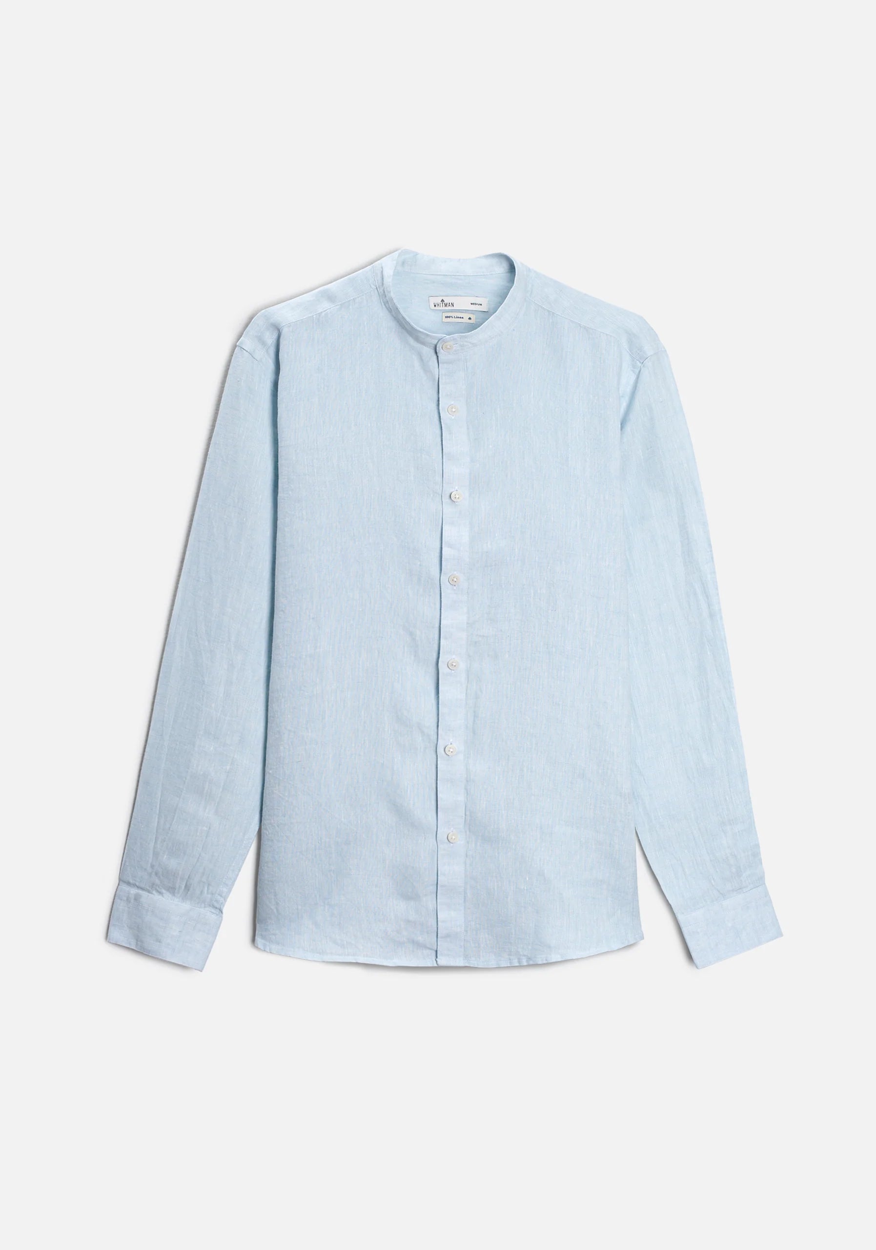 Linen Shirt Neru Collar Linen Shirt Blue White