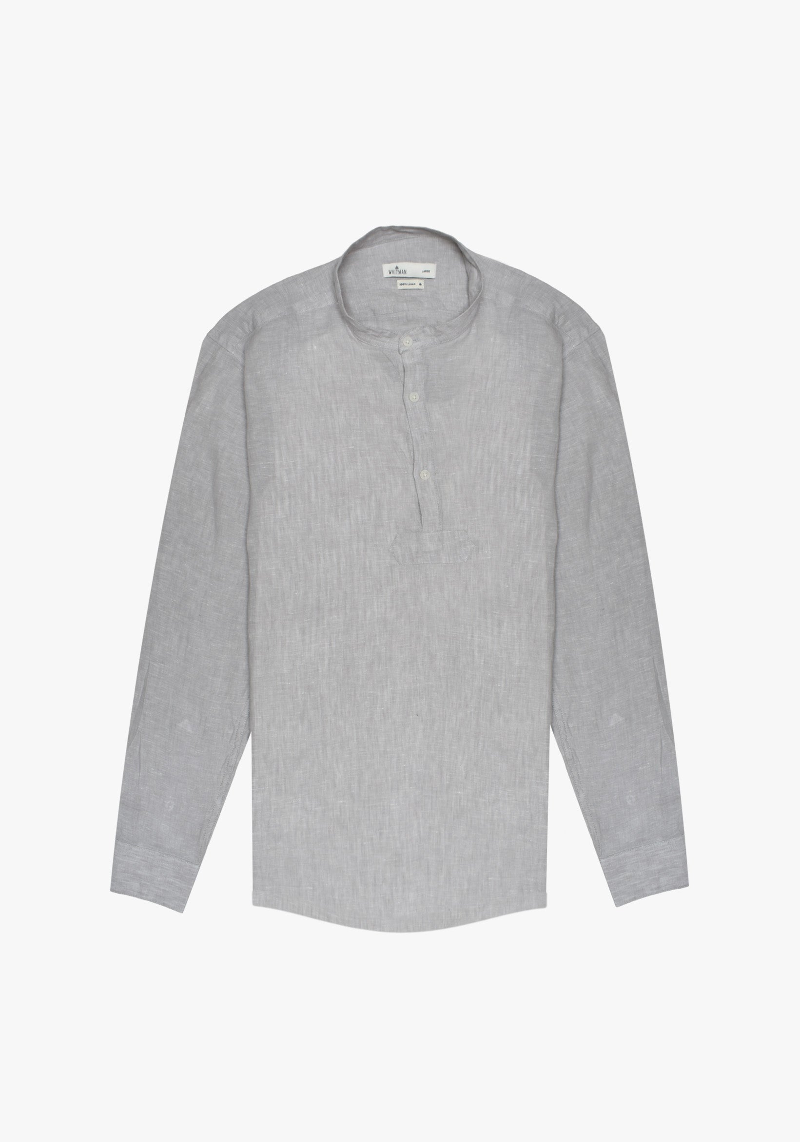 Linen Shirt Neru Collar Three Buttons Light Grey