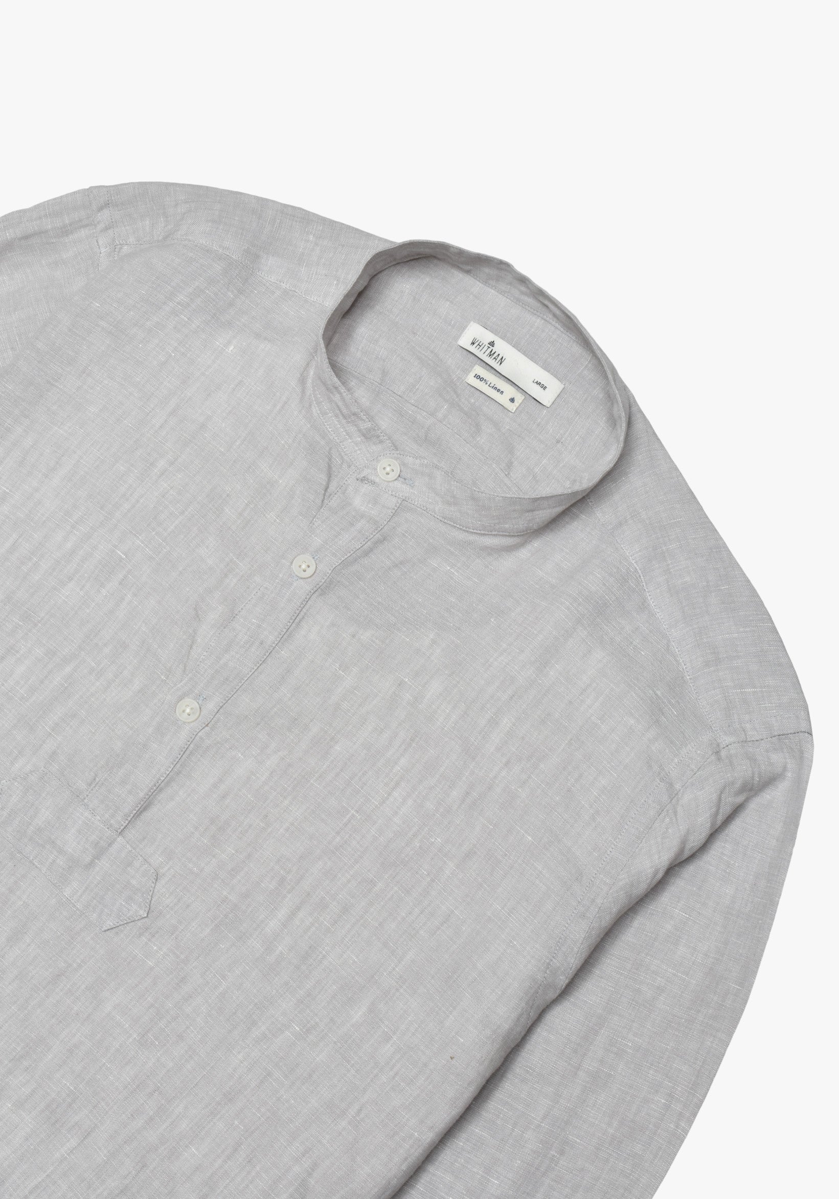 Linen Shirt Neru Collar Three Buttons Light Grey