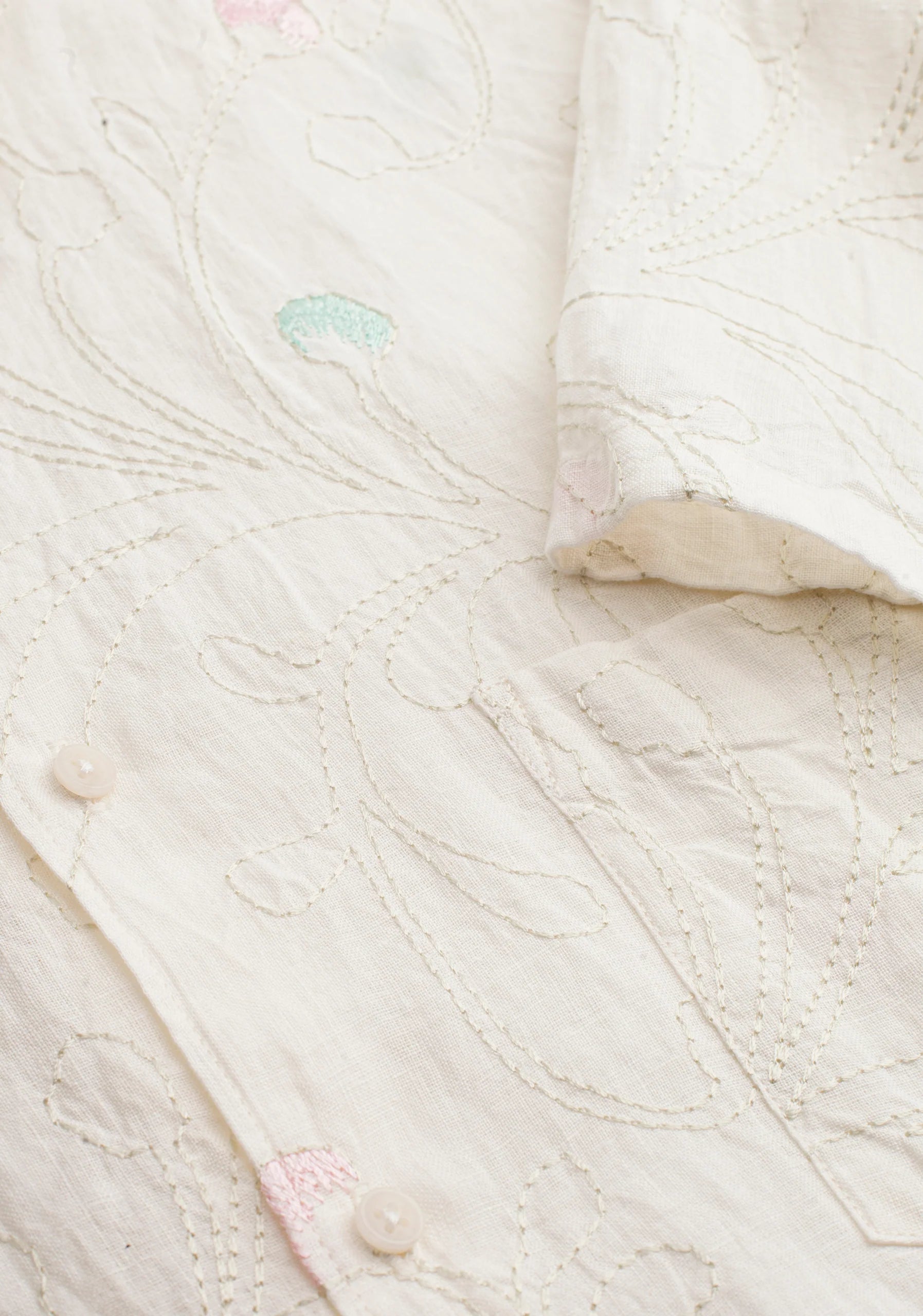 Linen Shirt Harlem Embroidered Ivory