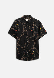 Harlem Embroidered Linen Shirt Black