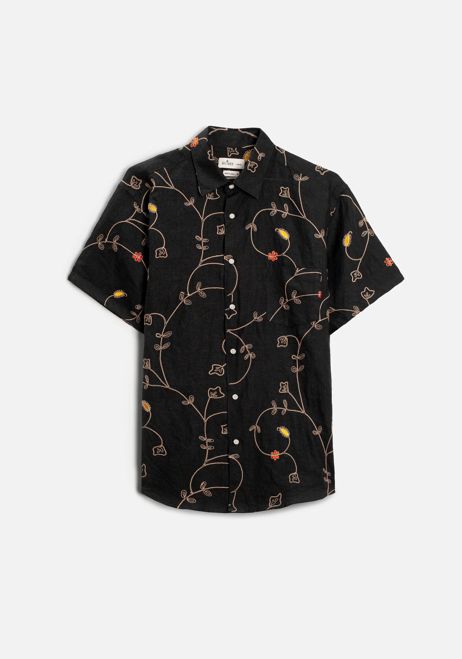 Harlem Embroidered Linen Shirt Black