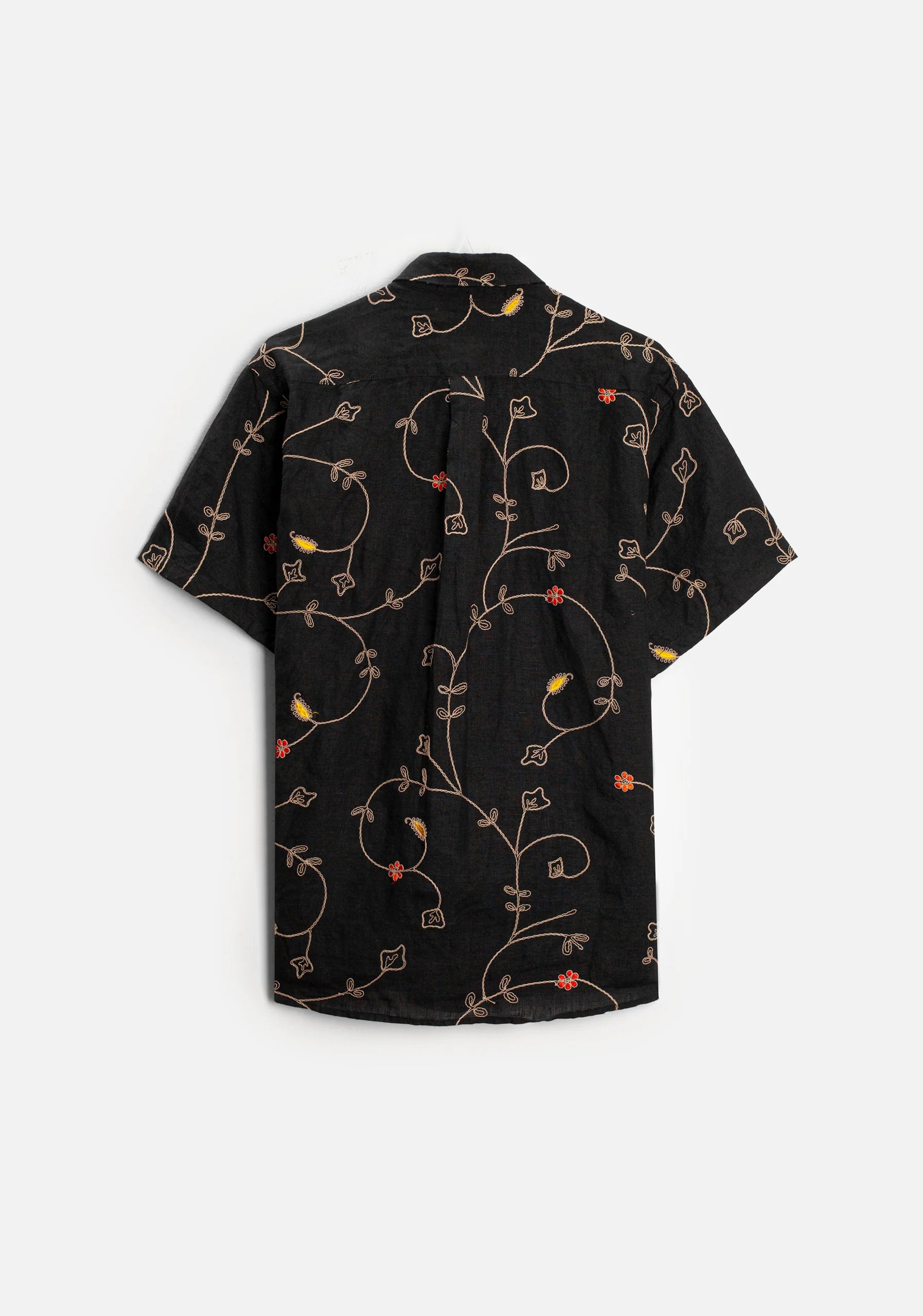 Harlem Embroidered Linen Shirt Black
