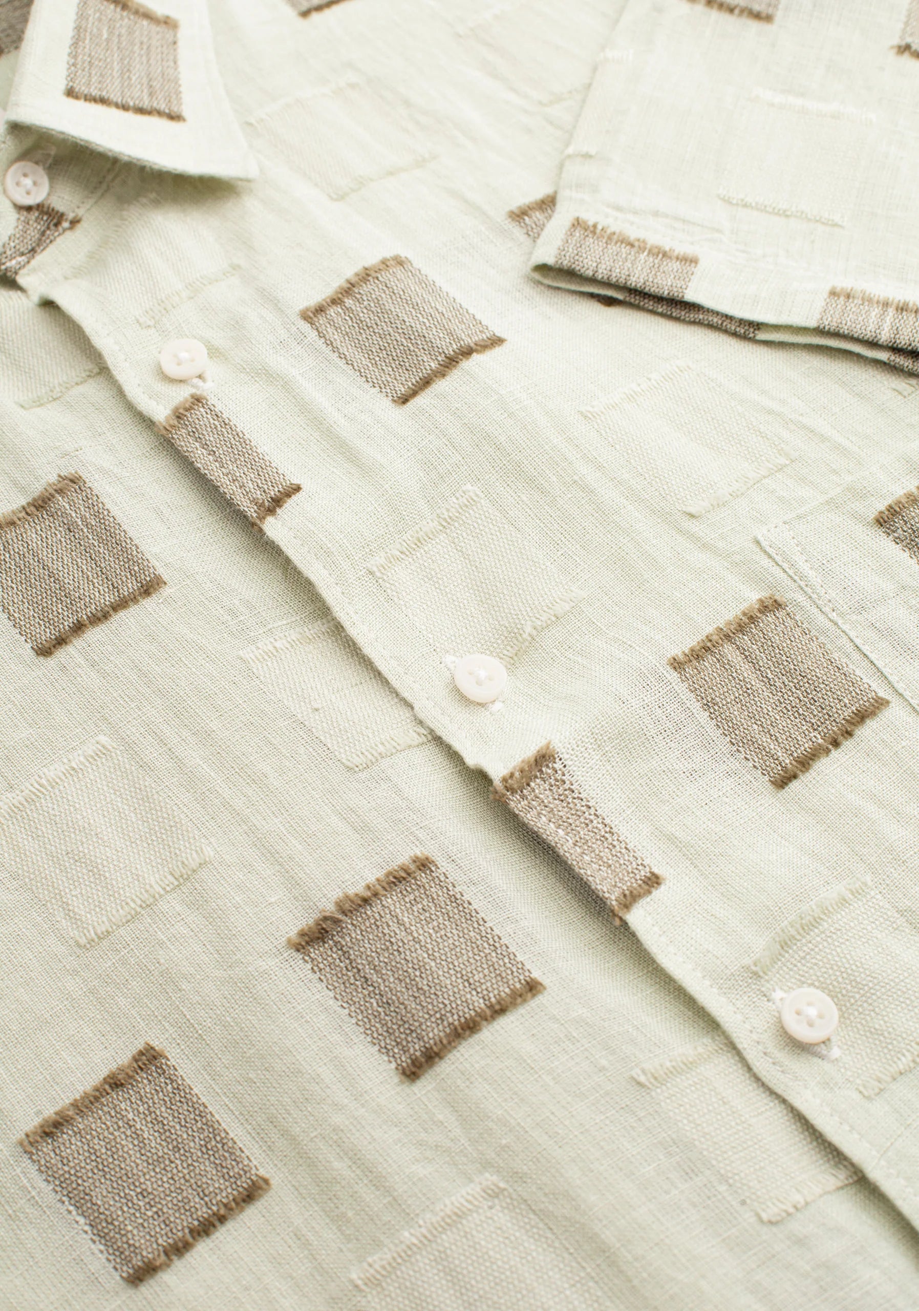Harlem Embroidered Linen Shirt Light Green