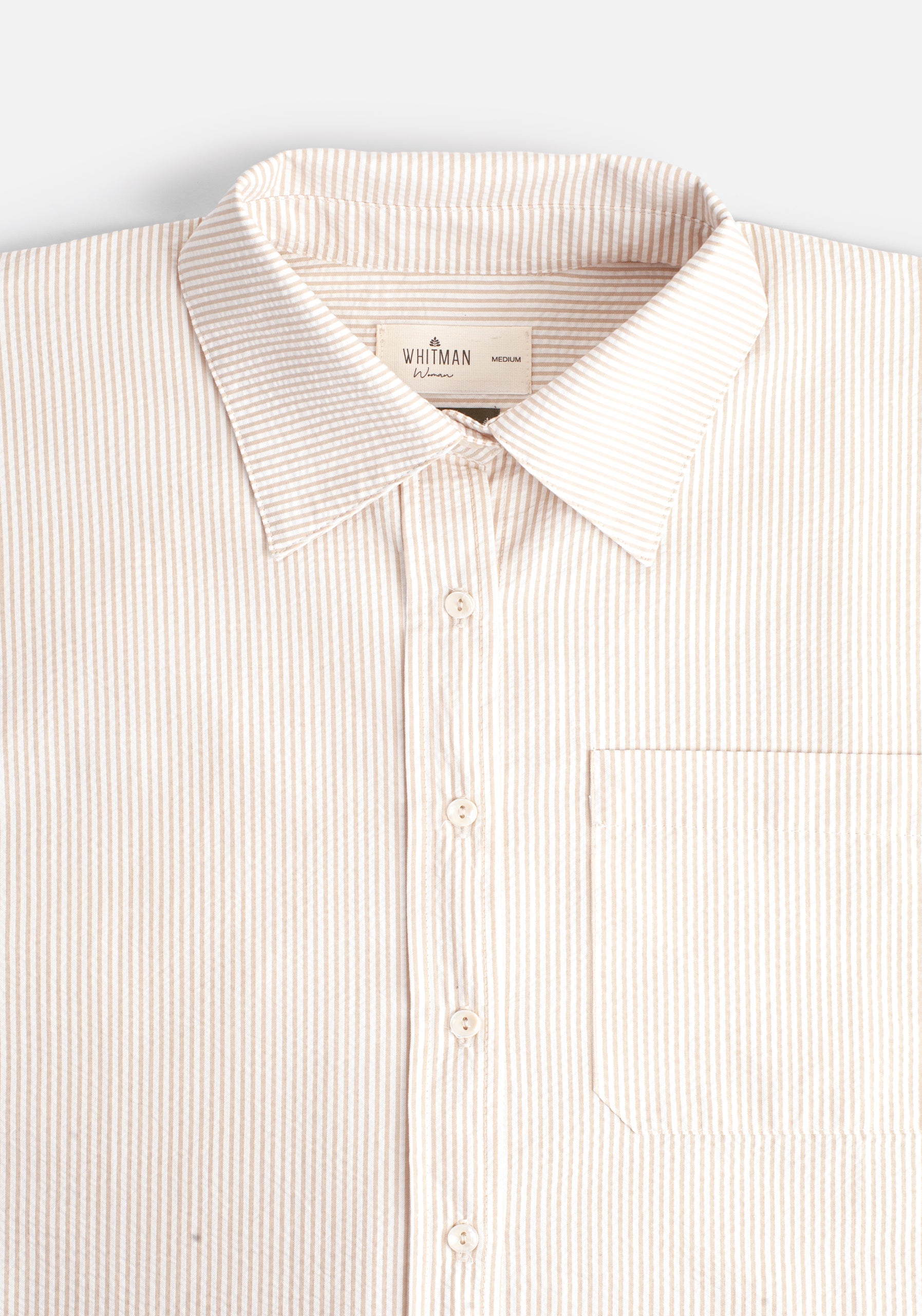 M Antonella Ivory and Beige Striped Shirt