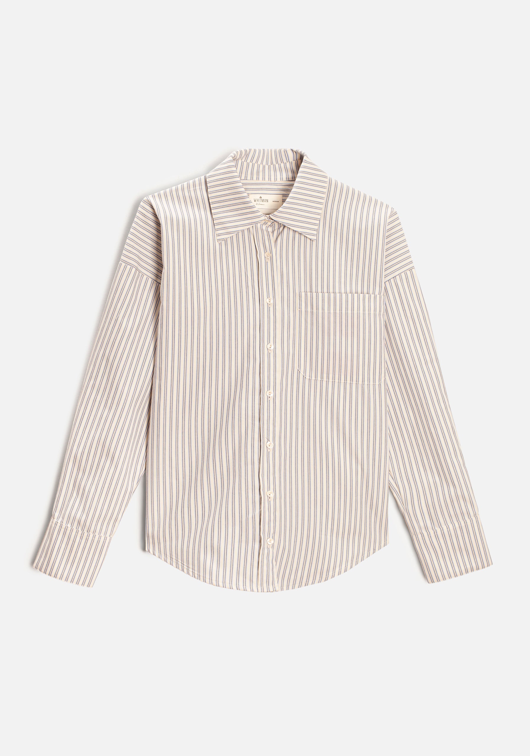 Antonella Shirt in Ivory and Blue Stripes