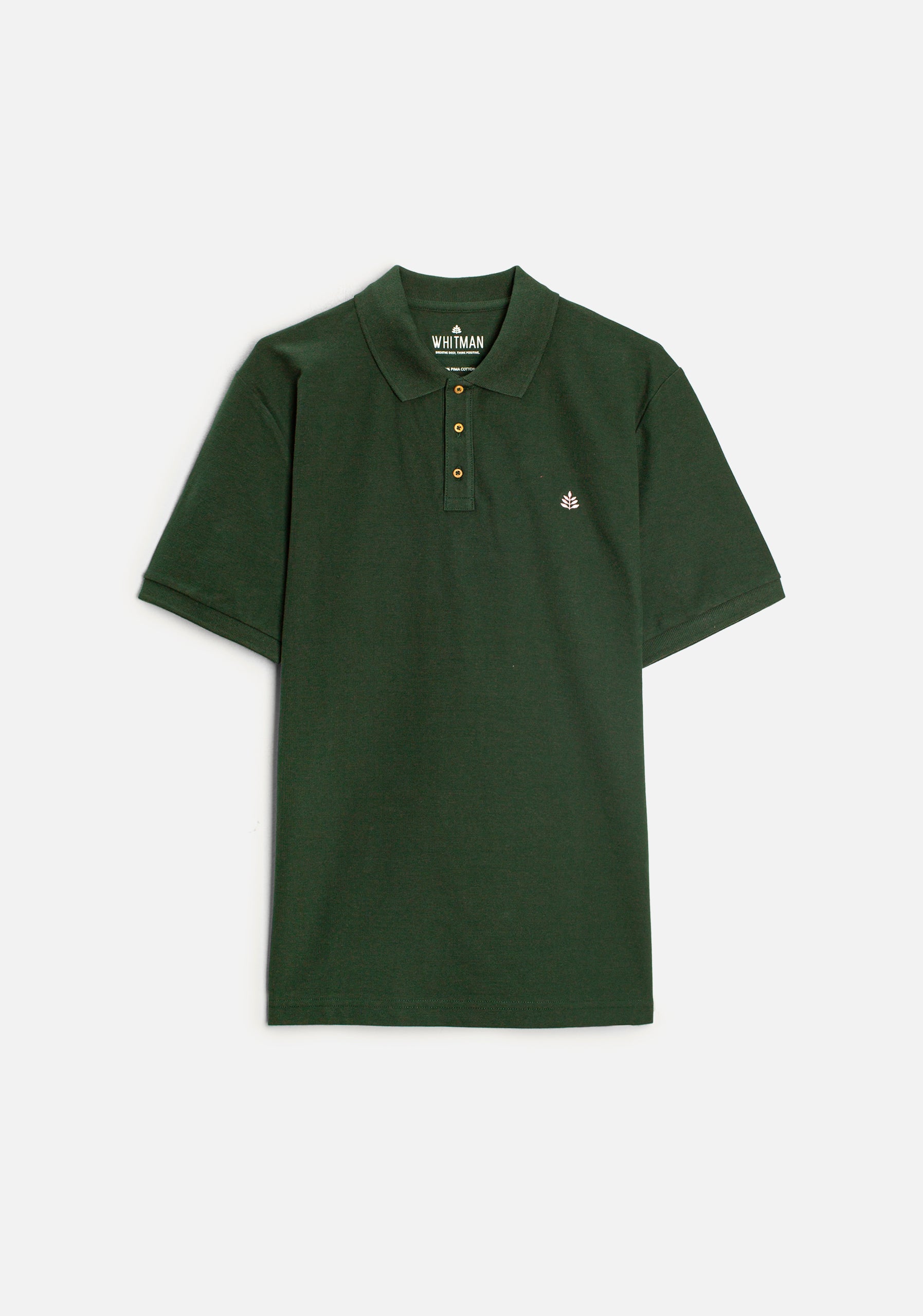 H Solid Color Polo Shirt L-Dark Green.