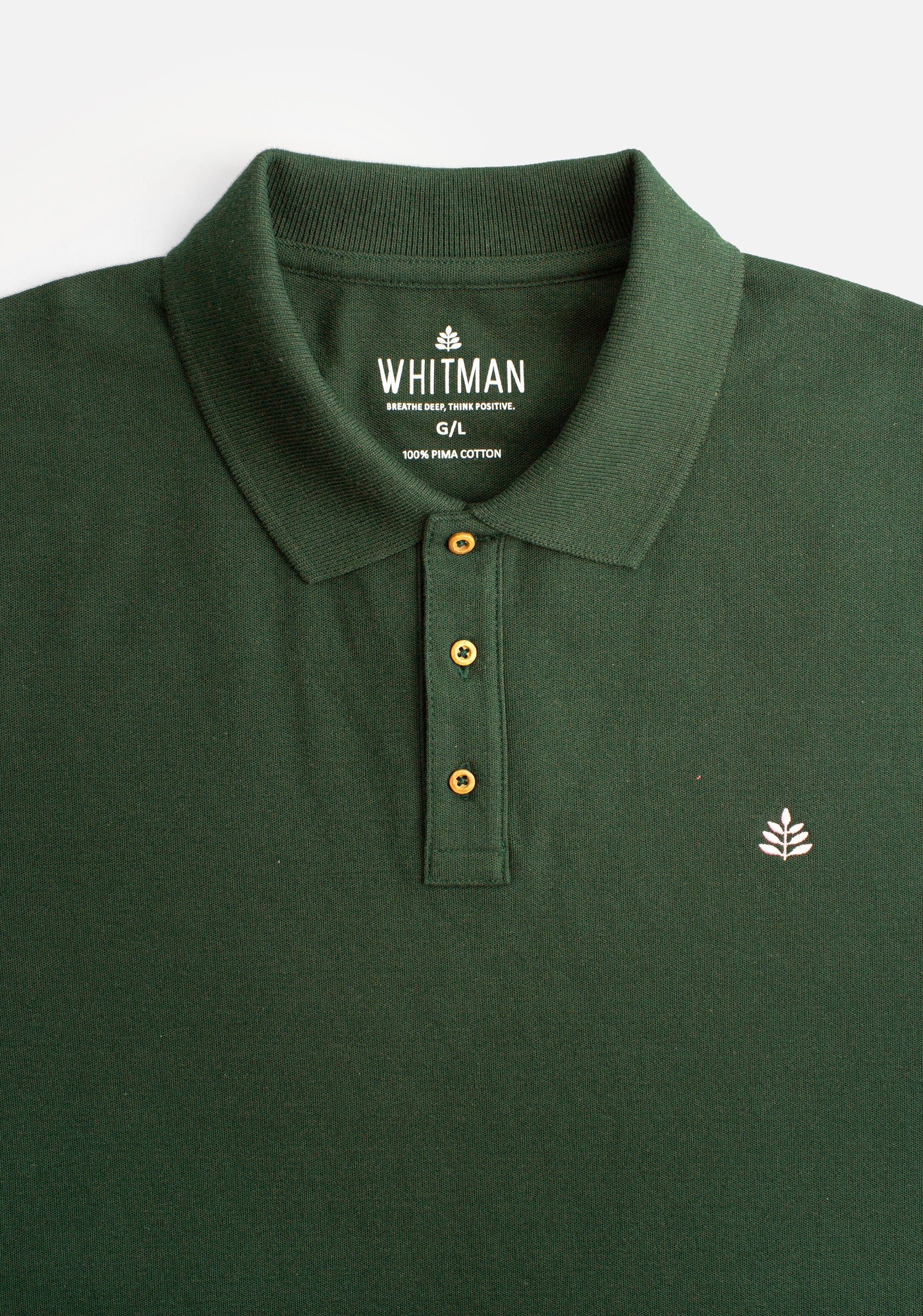 H Solid Color Polo Shirt L-Dark Green.