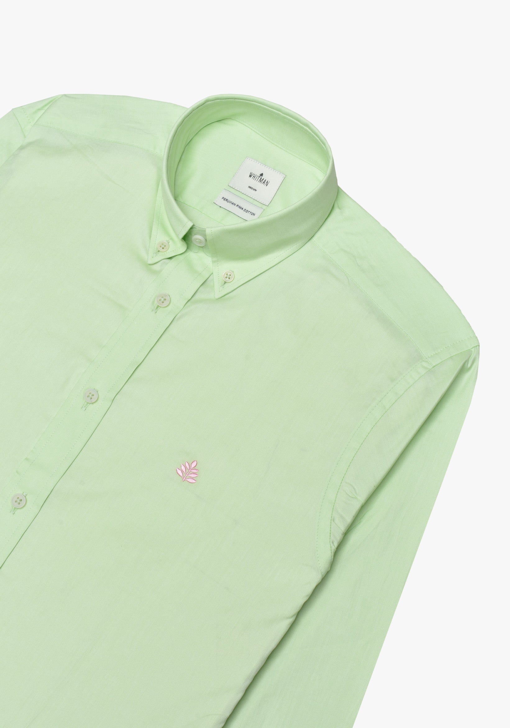 Apple Green Button Down Collared Shirt L-Pink