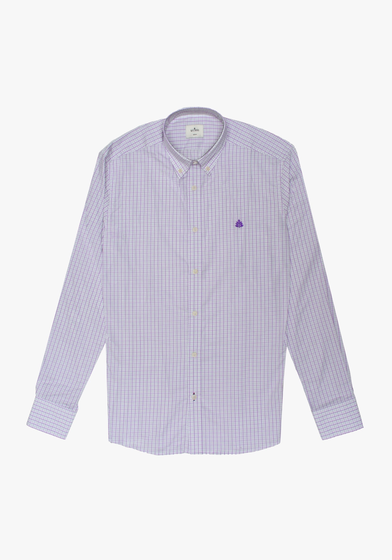 Whitman Shirt Purple - White Combination Checked Button Down Collar