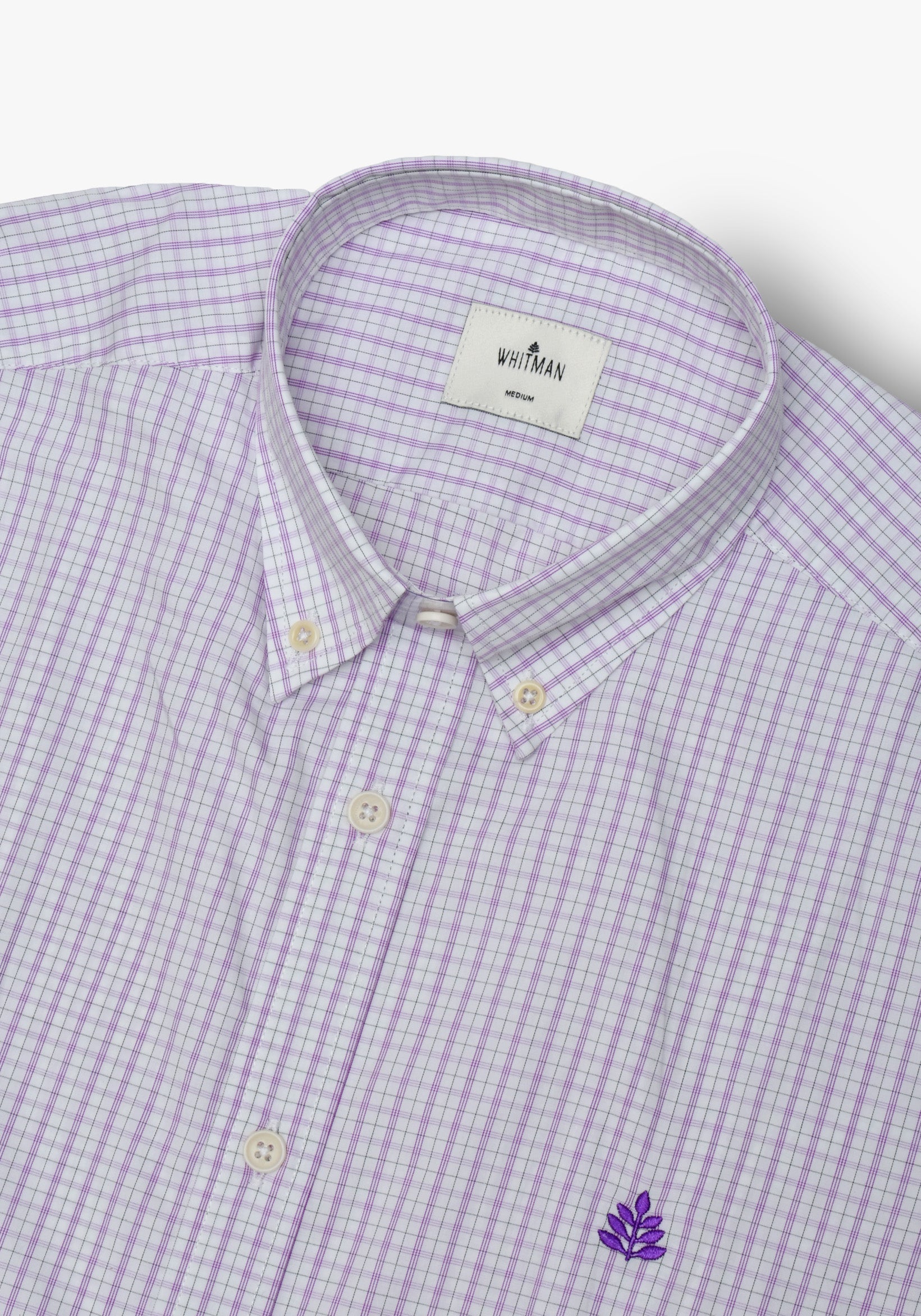 Whitman Shirt Purple - White Combination Checked Button Down Collar