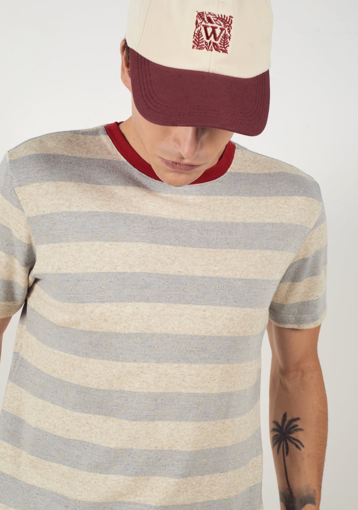 Boyd Beige-Blue Striped T-Shirt