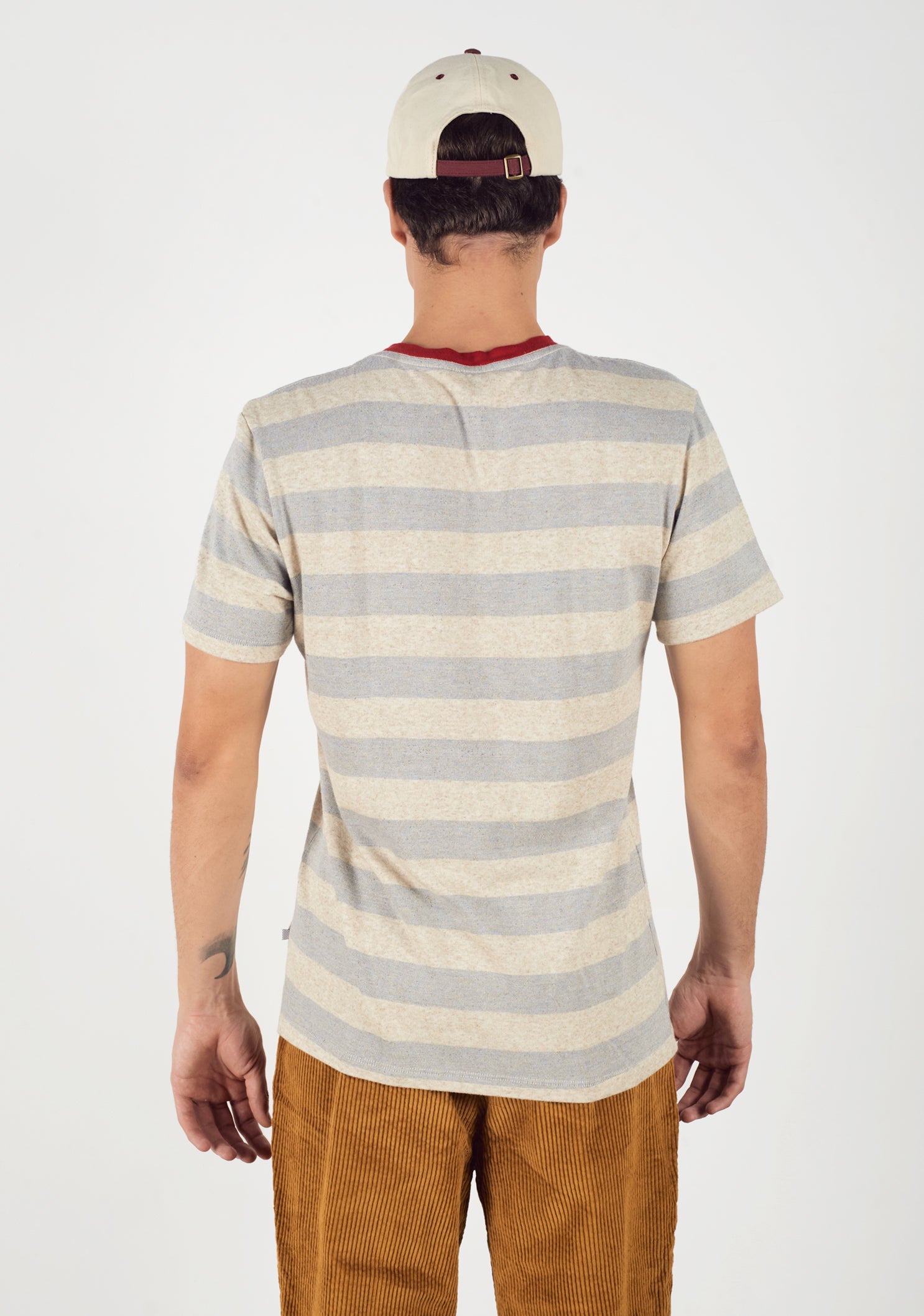 Boyd Beige-Blue Striped T-Shirt