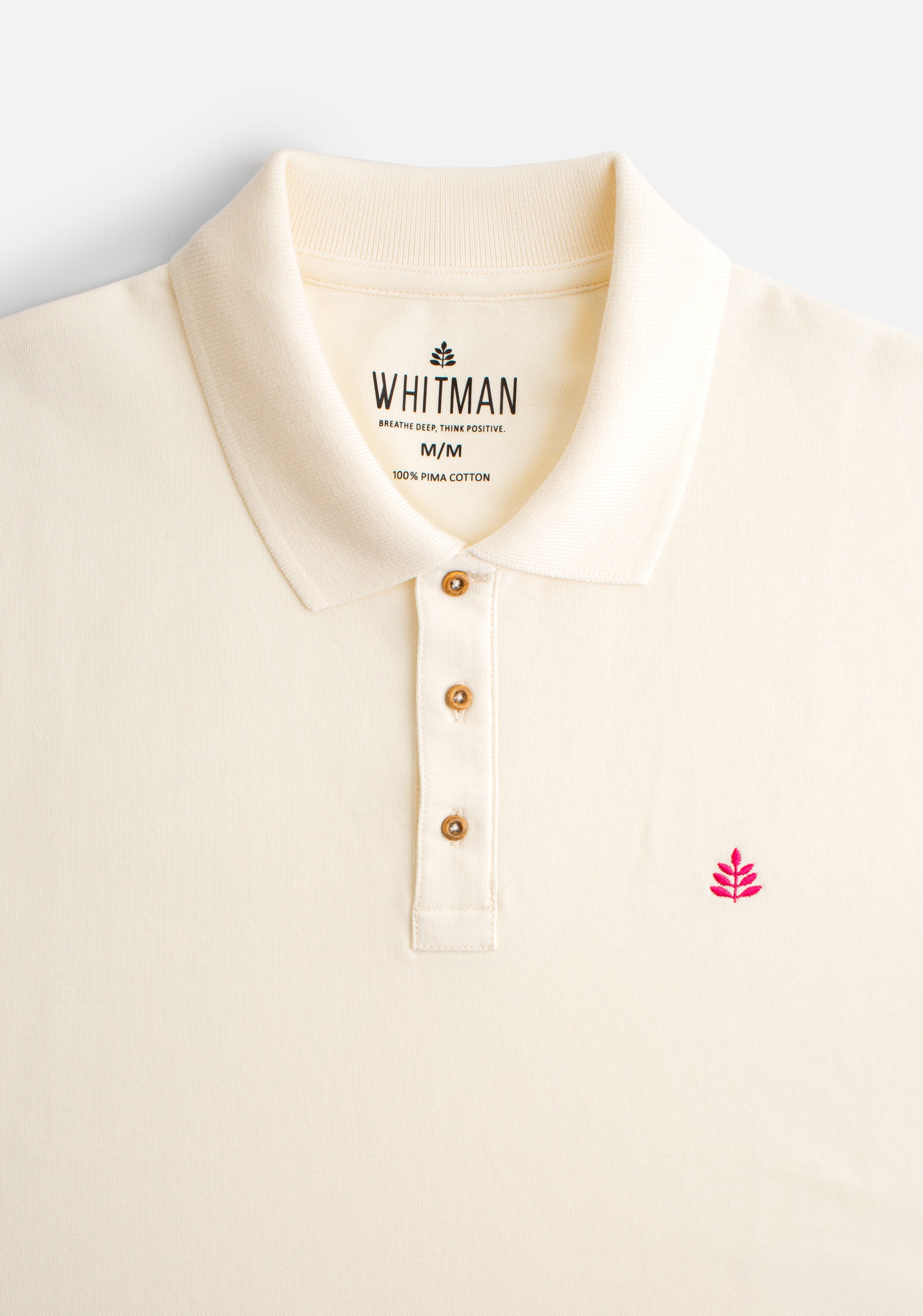 Solid Color Polo Shirt L-Fuc Ivory.