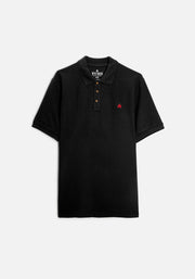 Solid Color Polo Shirt H L-Red Black
