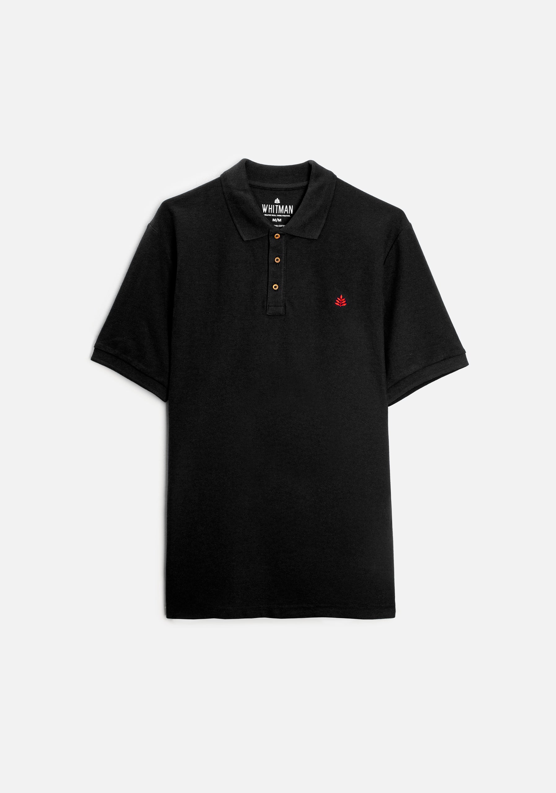 Solid Color Polo Shirt H L-Red Black