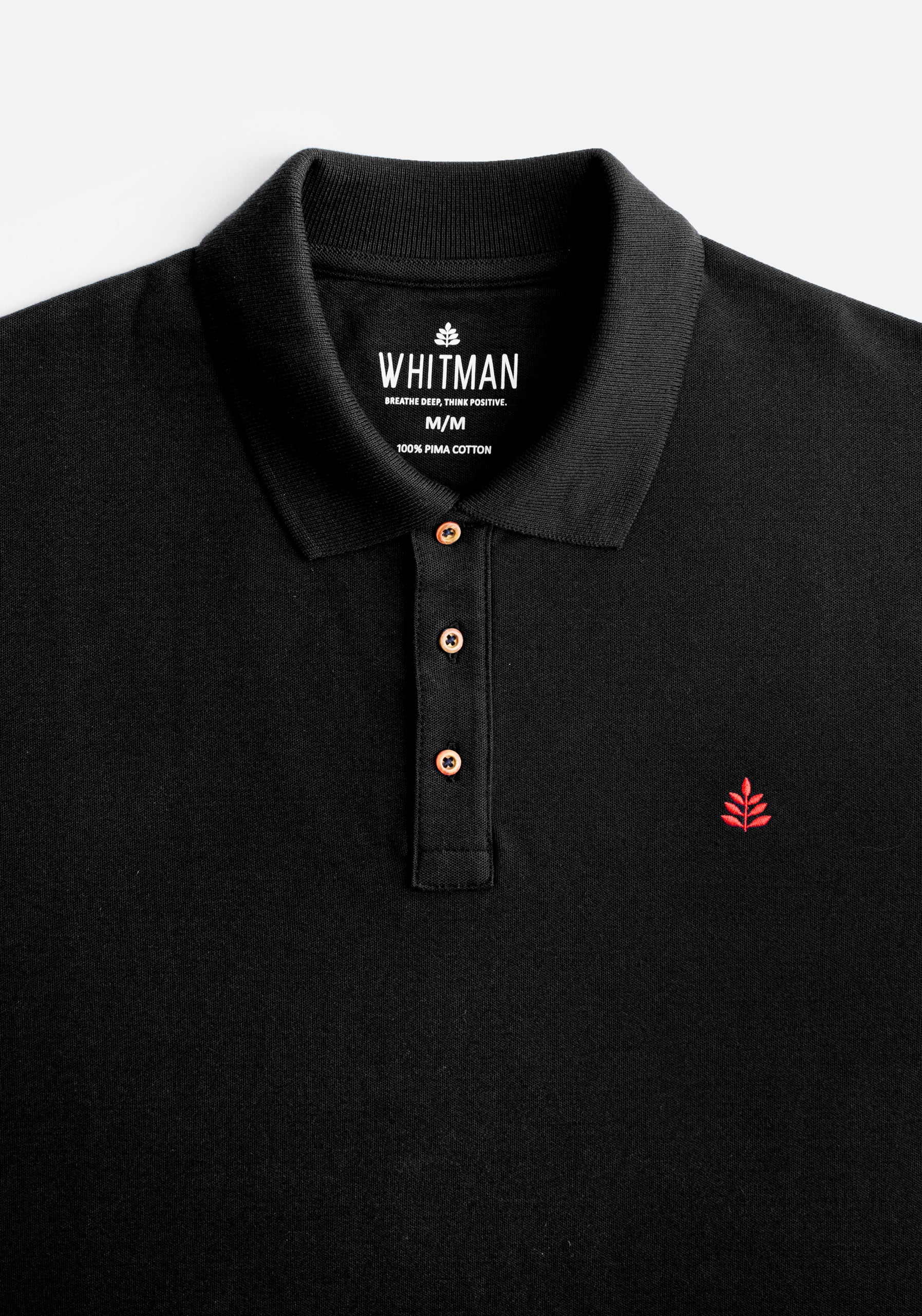 Solid Color Polo Shirt H L-Red Black