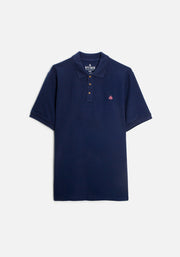 H Solid Color Polo Shirt L-Dark Blue