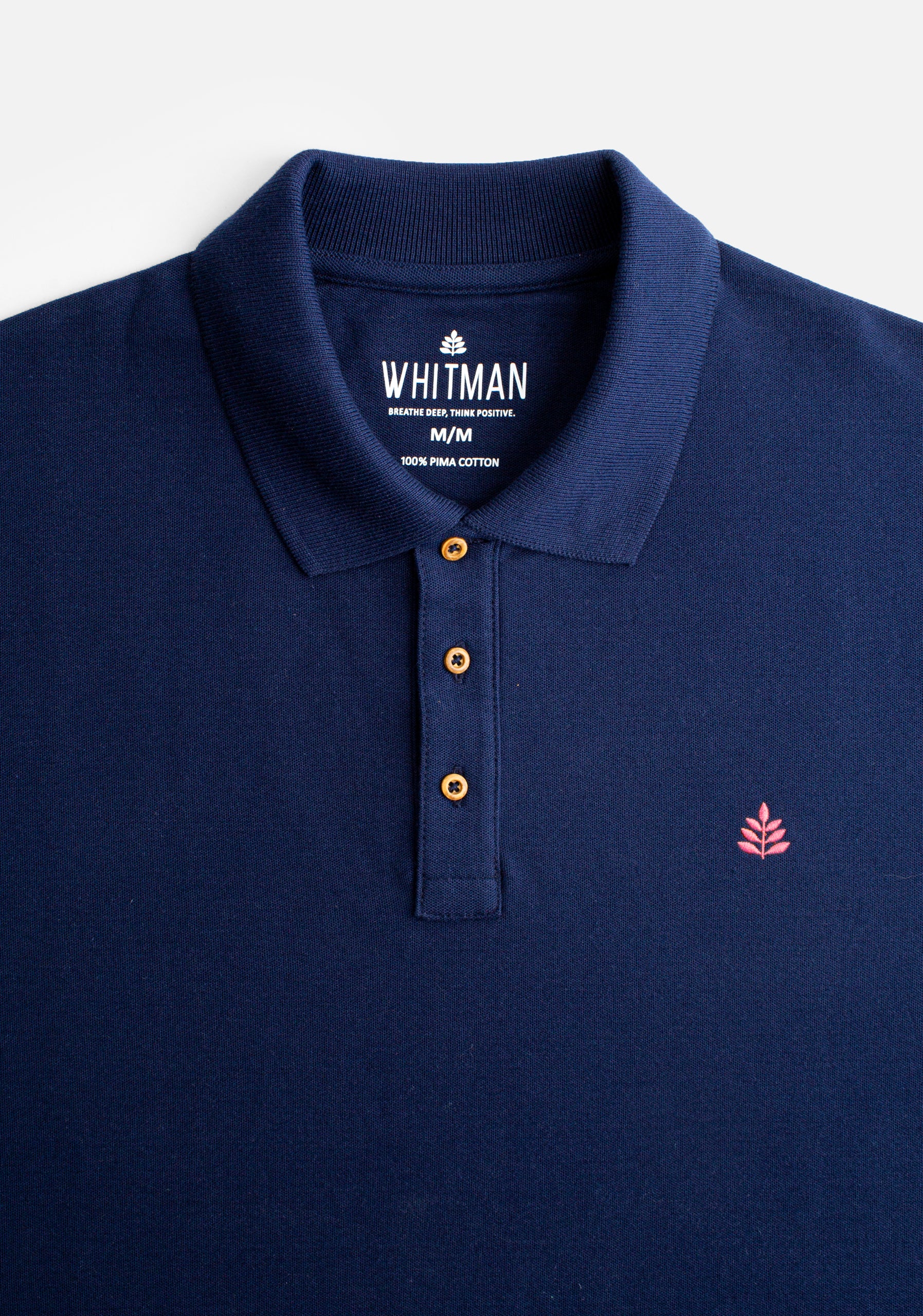 H Solid Color Polo Shirt L-Dark Blue