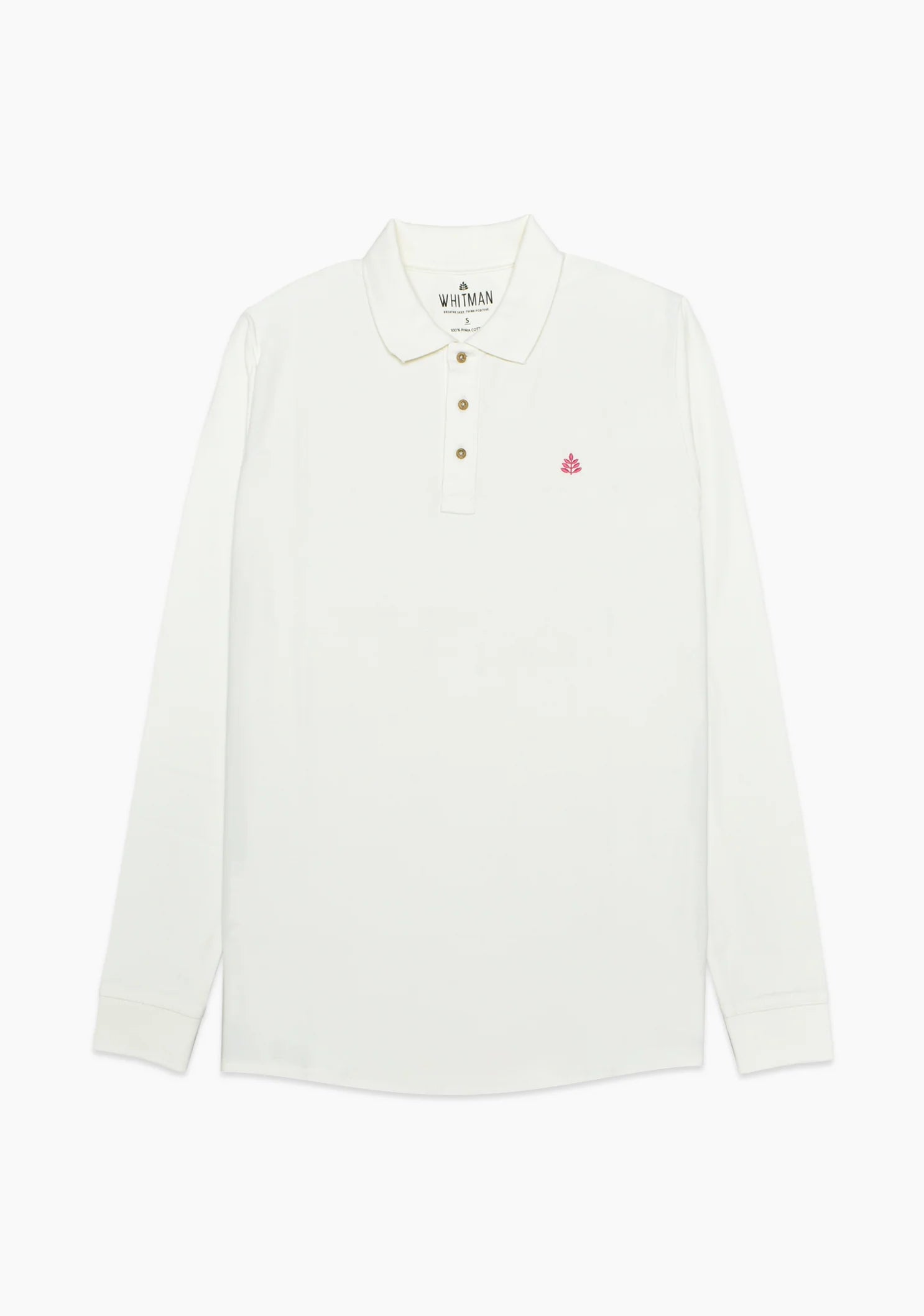 Long Sleeve Ivory Polo Shirt L-Pink