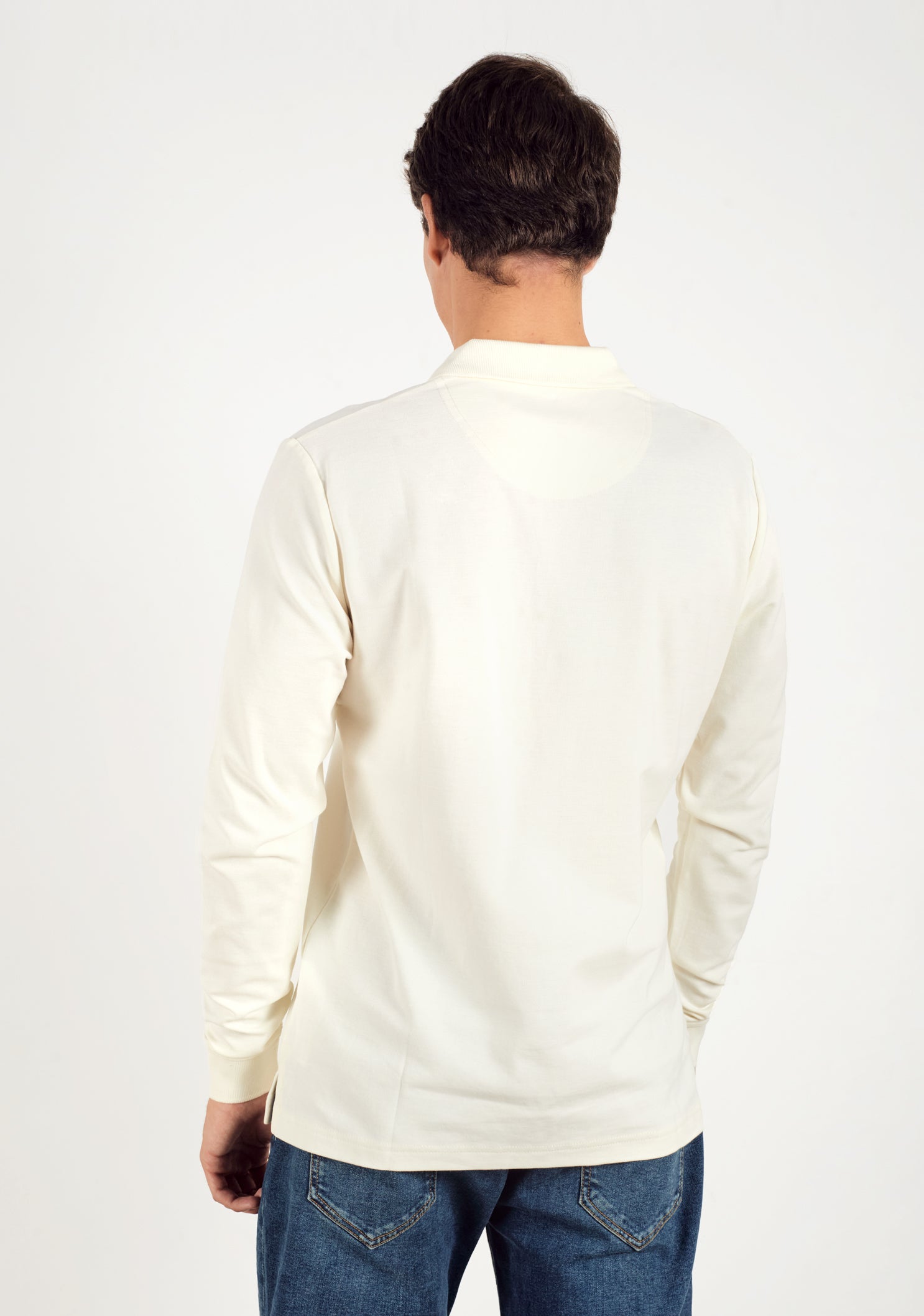 Long Sleeve Ivory Polo Shirt L-Pink