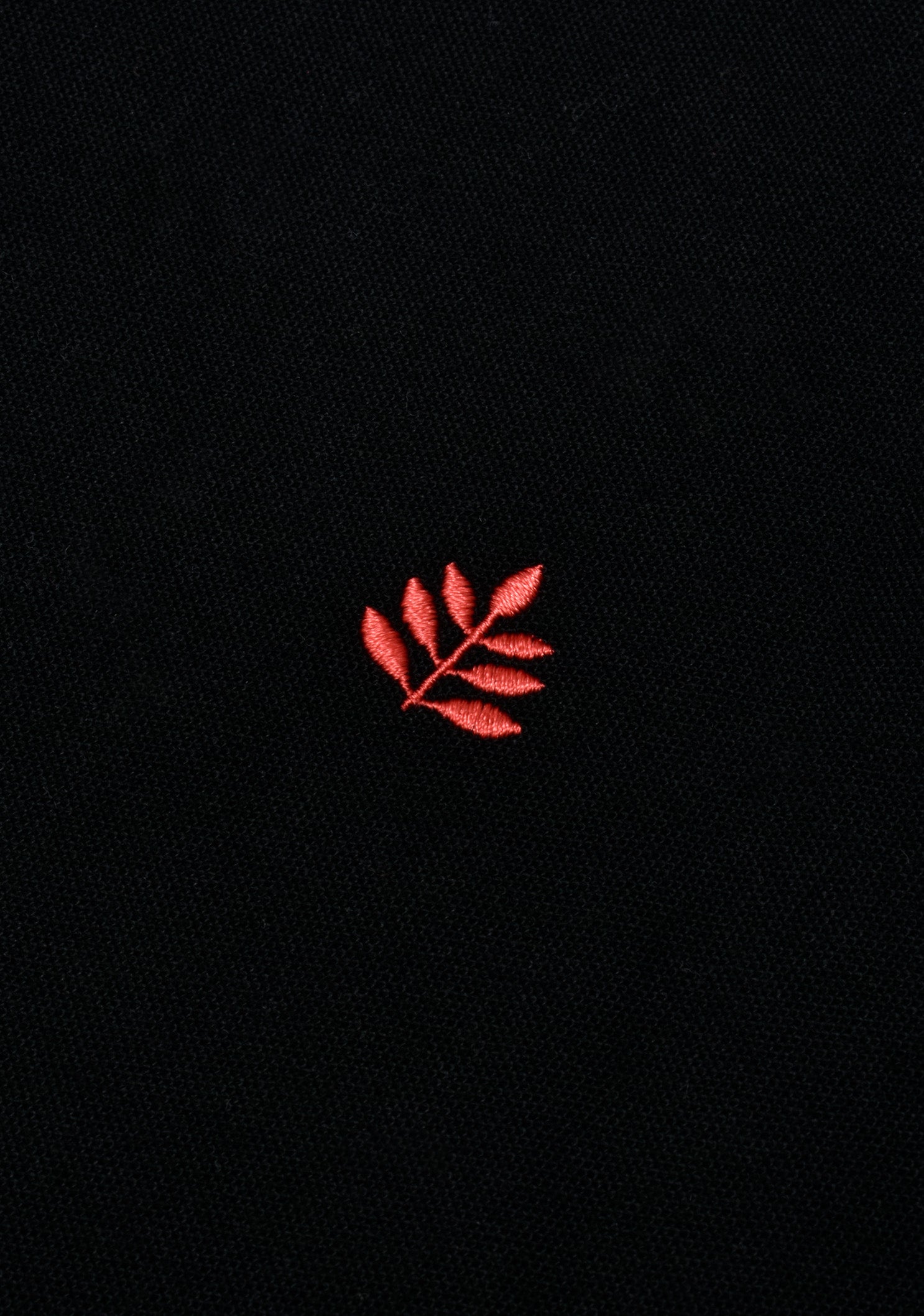 Long Sleeve Black Polo Shirt L-Red