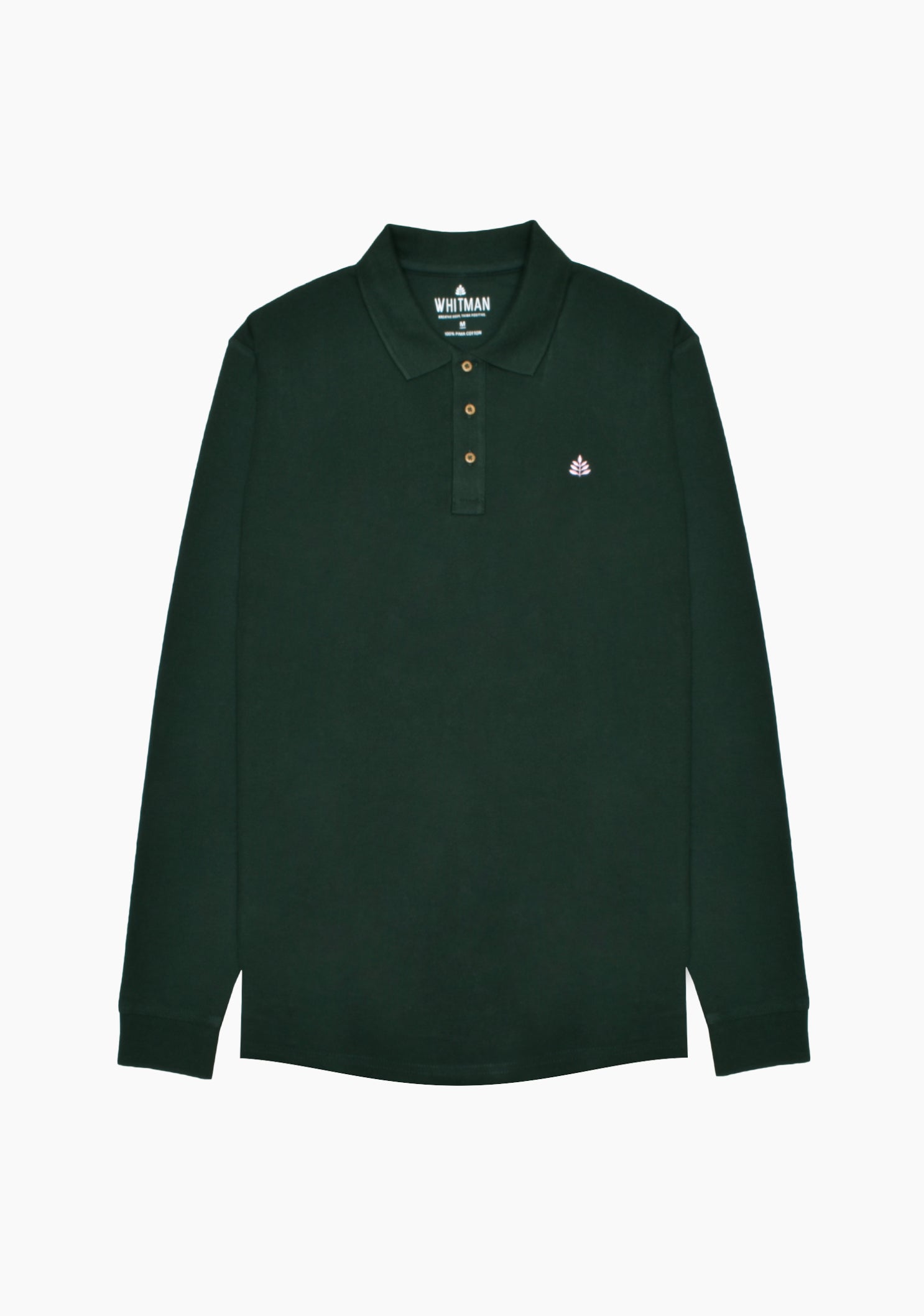 Long Sleeve Dark Green Polo Shirt L-Pink