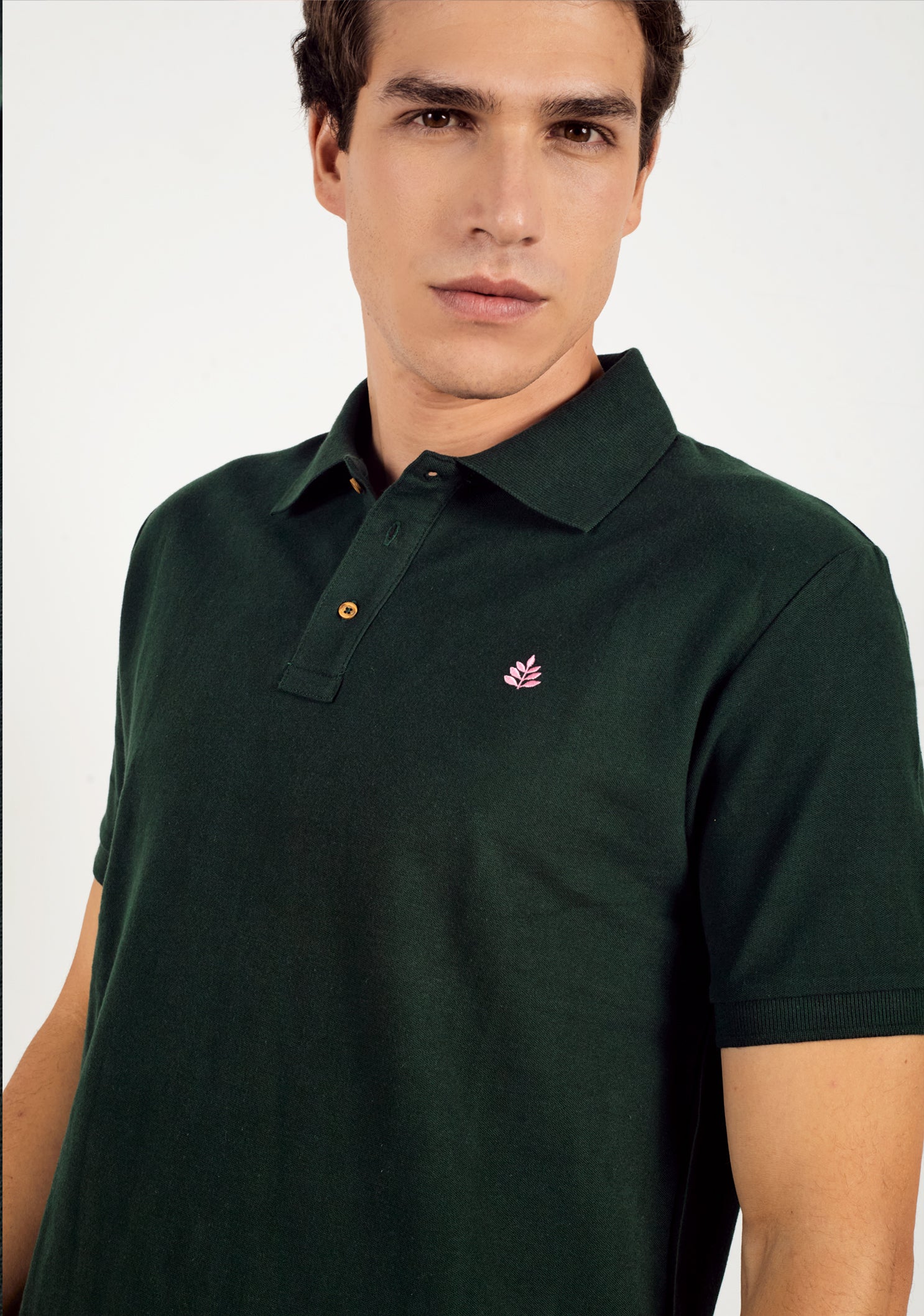 Polo Dark Green Shirt L-pink