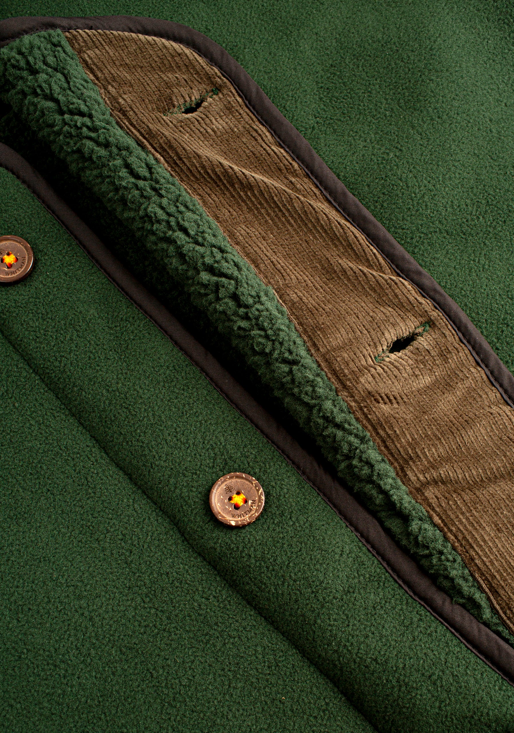 H Adam Sherpa Dark Green Vest.