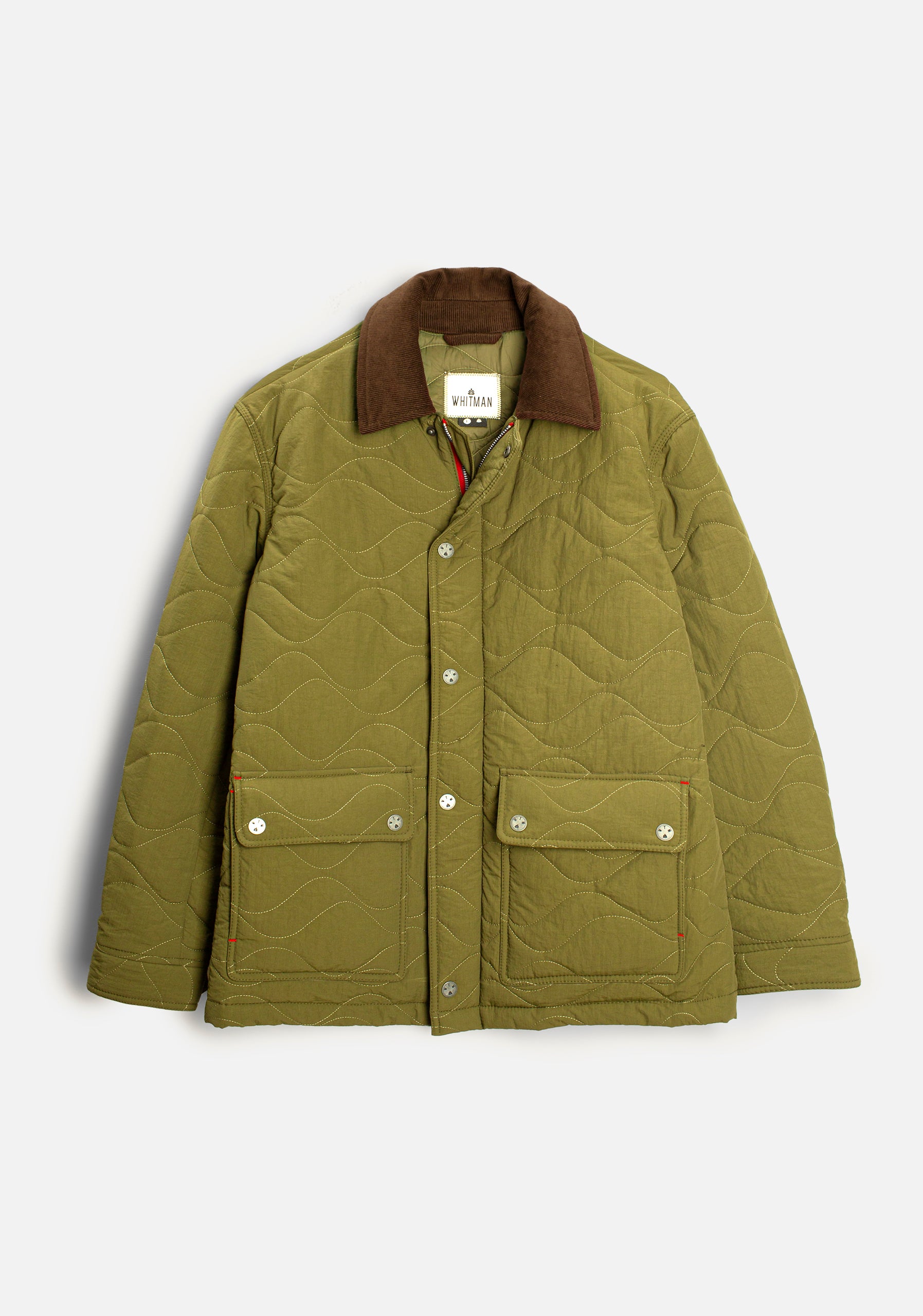 H Thomas Quilted Jacket in Olive Green
