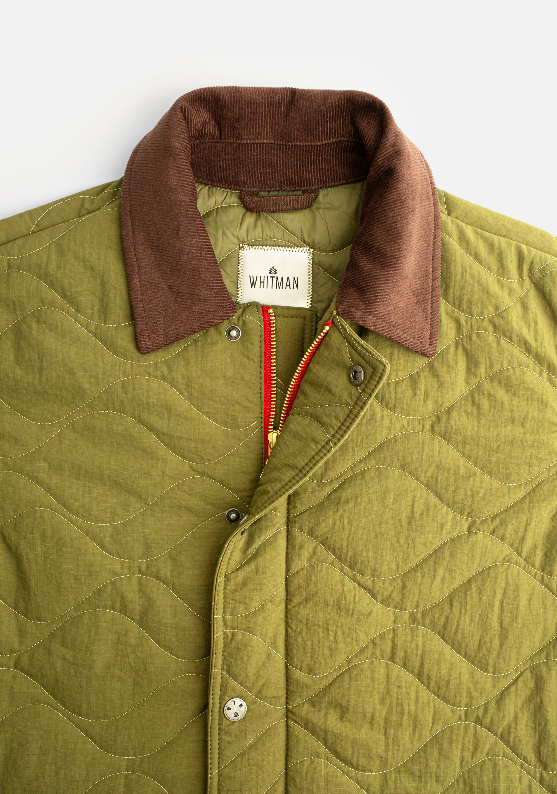 H Thomas Quilted Jacket in Olive Green