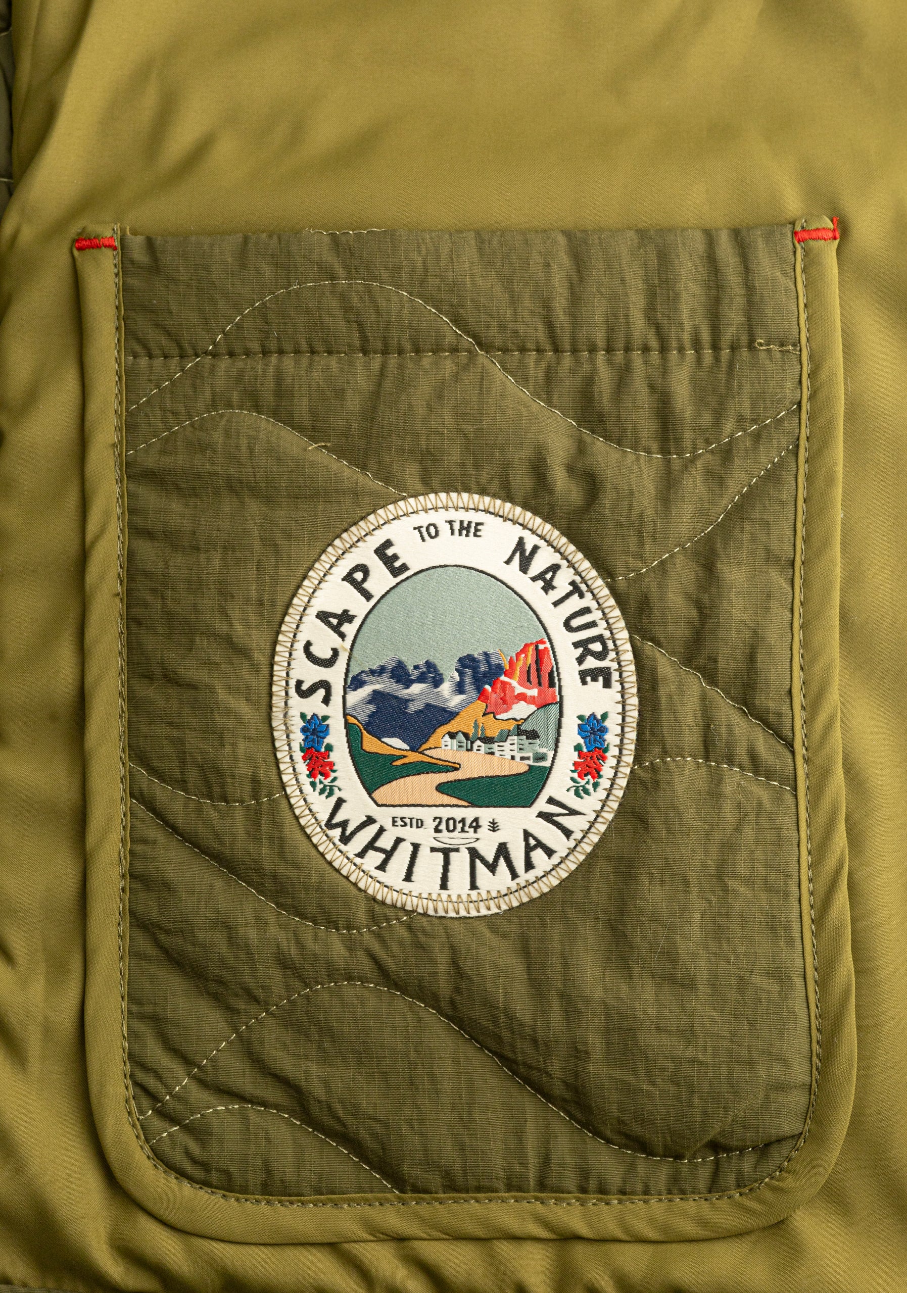 H Thomas Quilted Jacket in Olive Green