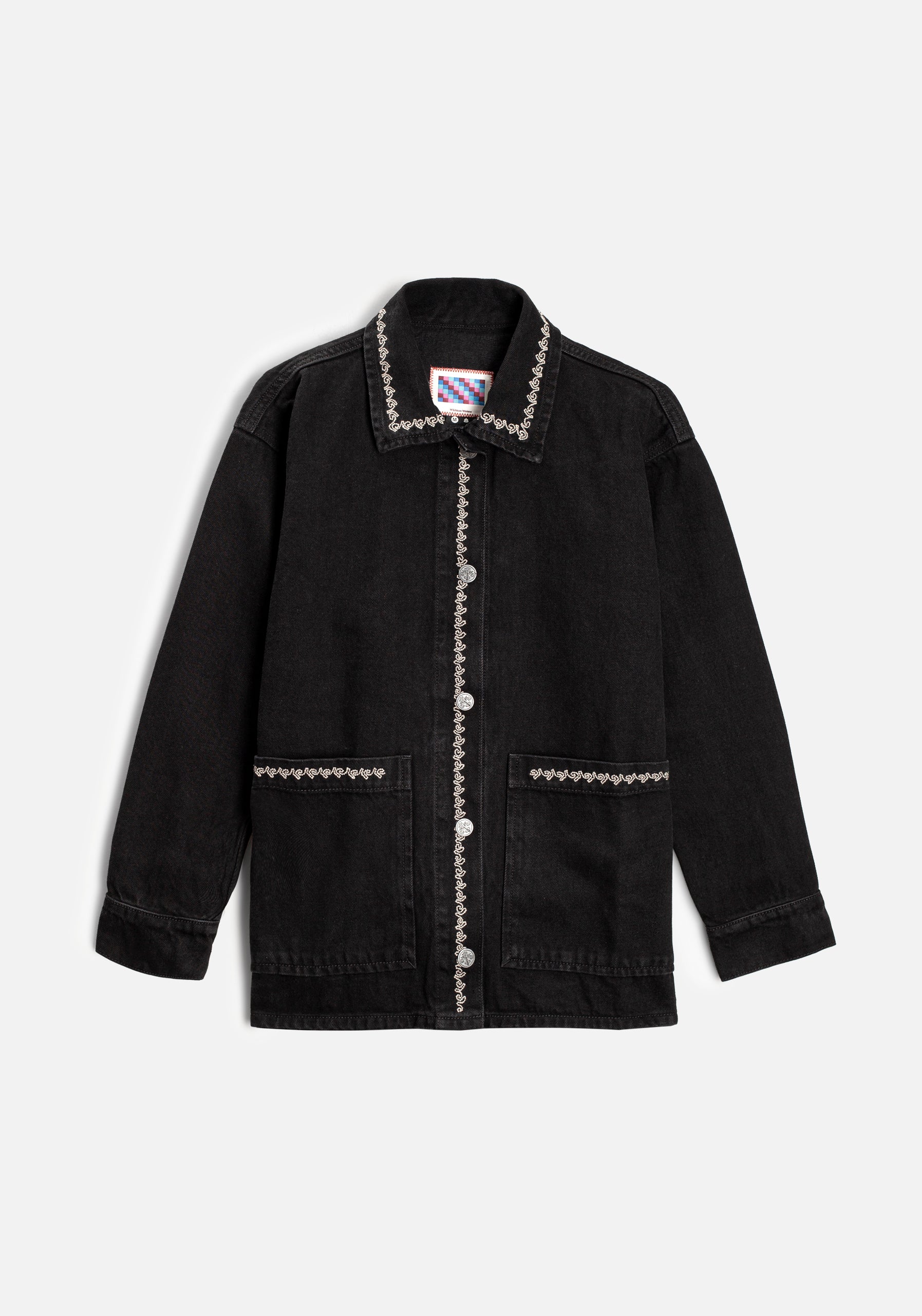 M Violetta Denim Embroidered Jacket Black