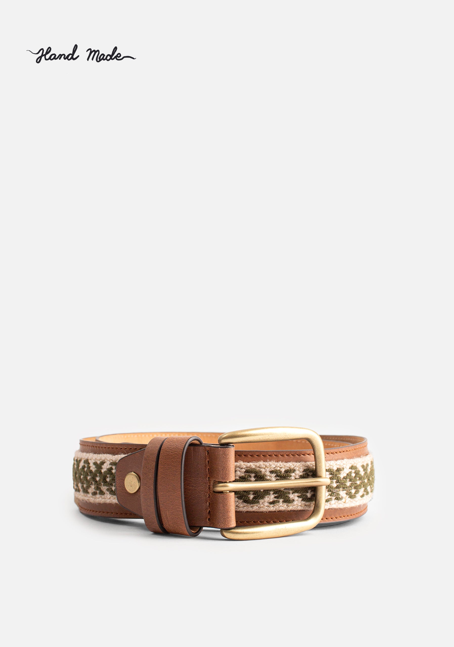 H Colon Handcrafted Belt Coffee APL Green