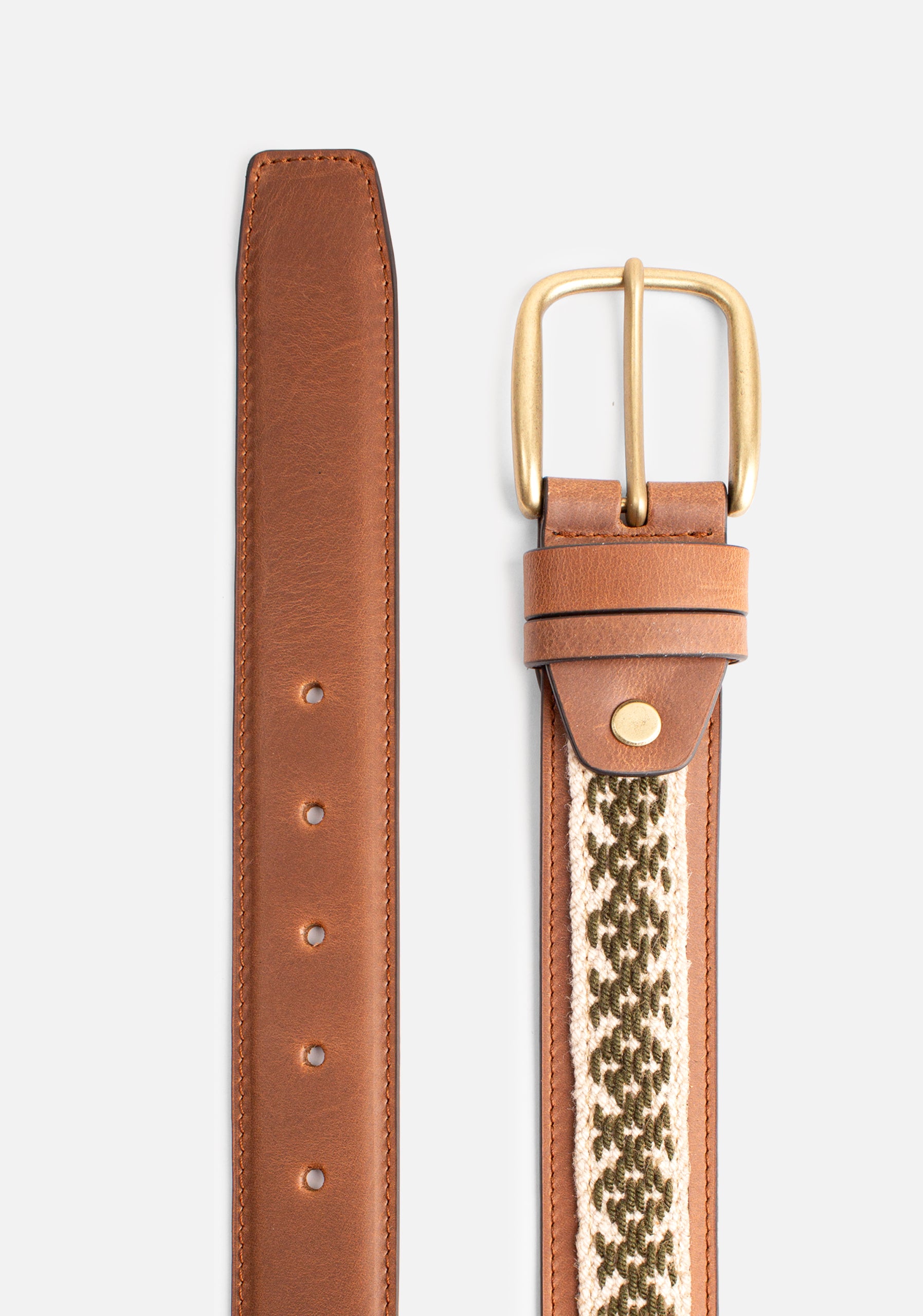 H Colon Handcrafted Belt Coffee APL Green