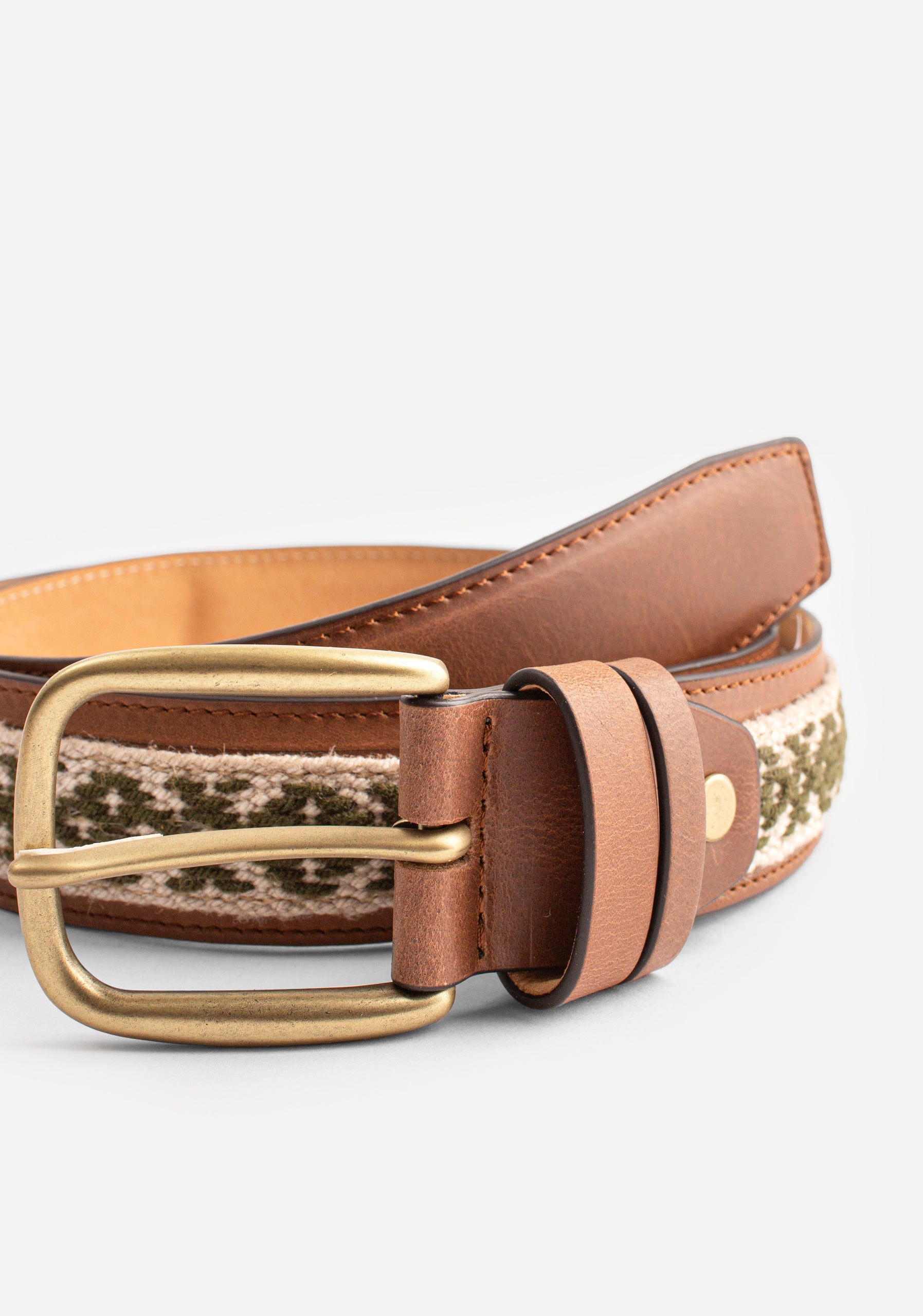 H Colon Handcrafted Belt Coffee APL Green