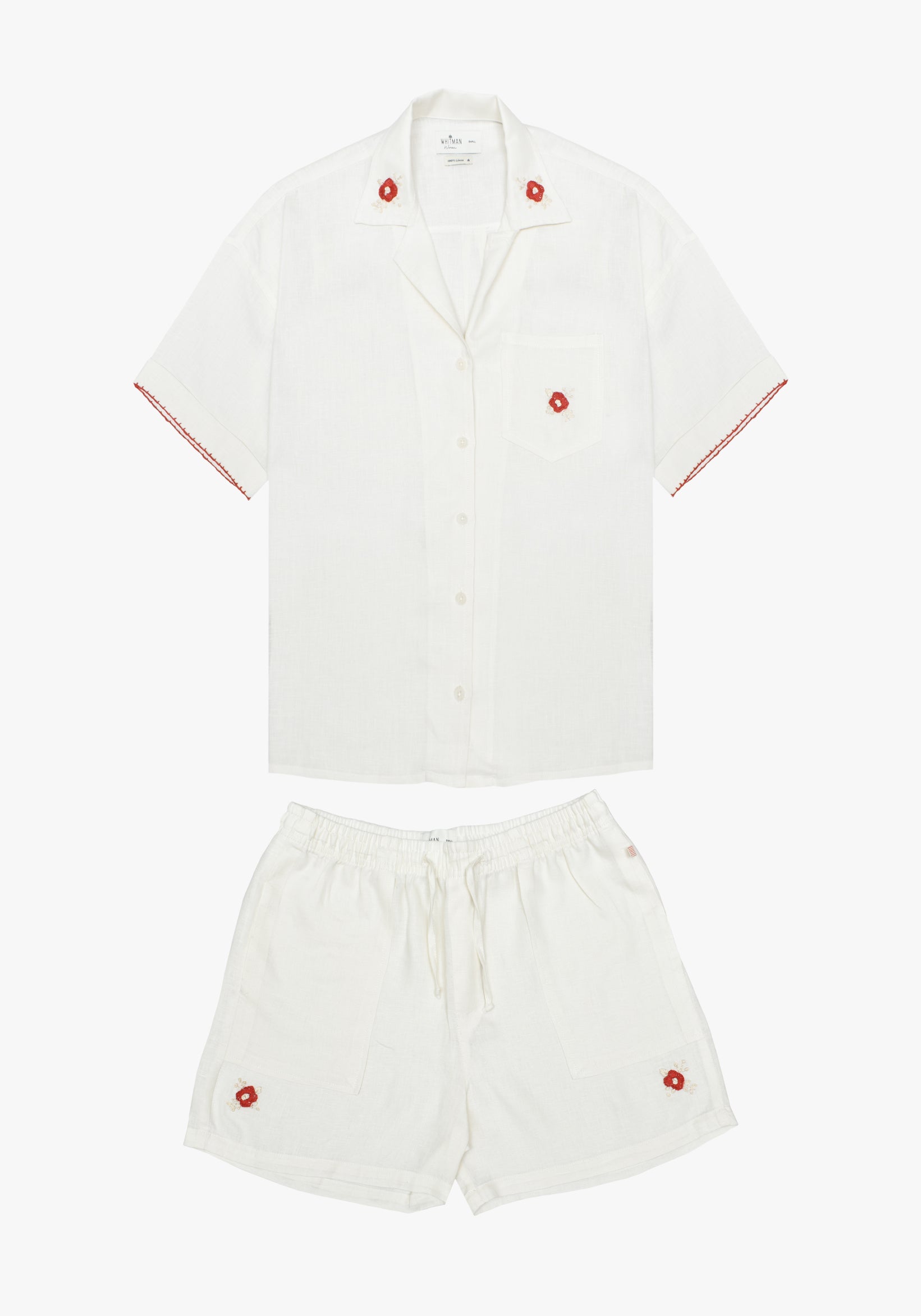 Praia Linen Embroidered Ivory Set