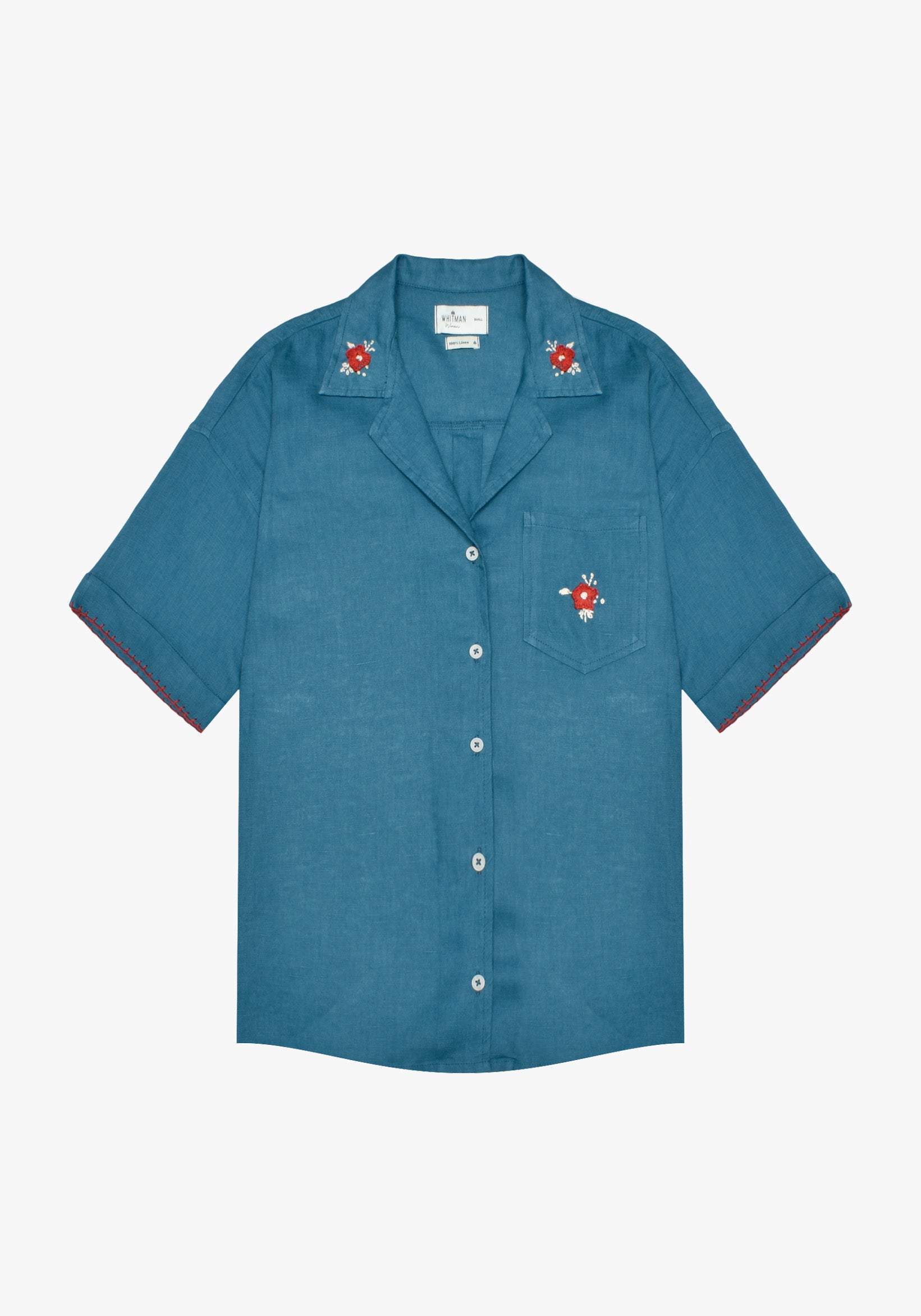 Praia Linen Embroidered Turquoise Set