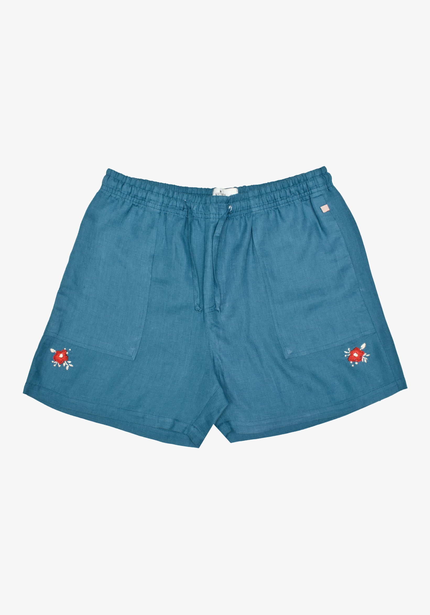 Praia Linen Embroidered Turquoise Set