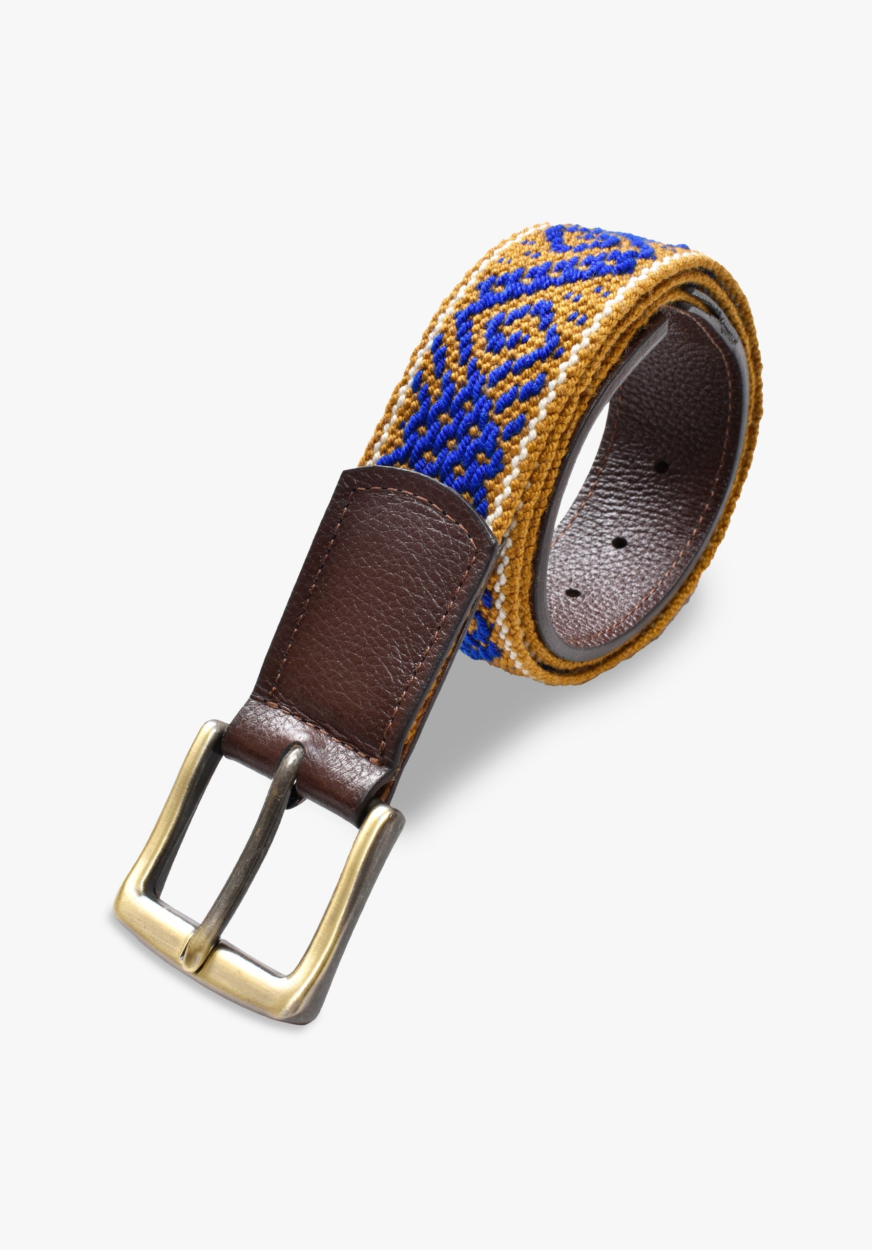 Ochre-Blue Calvino Woven Belt