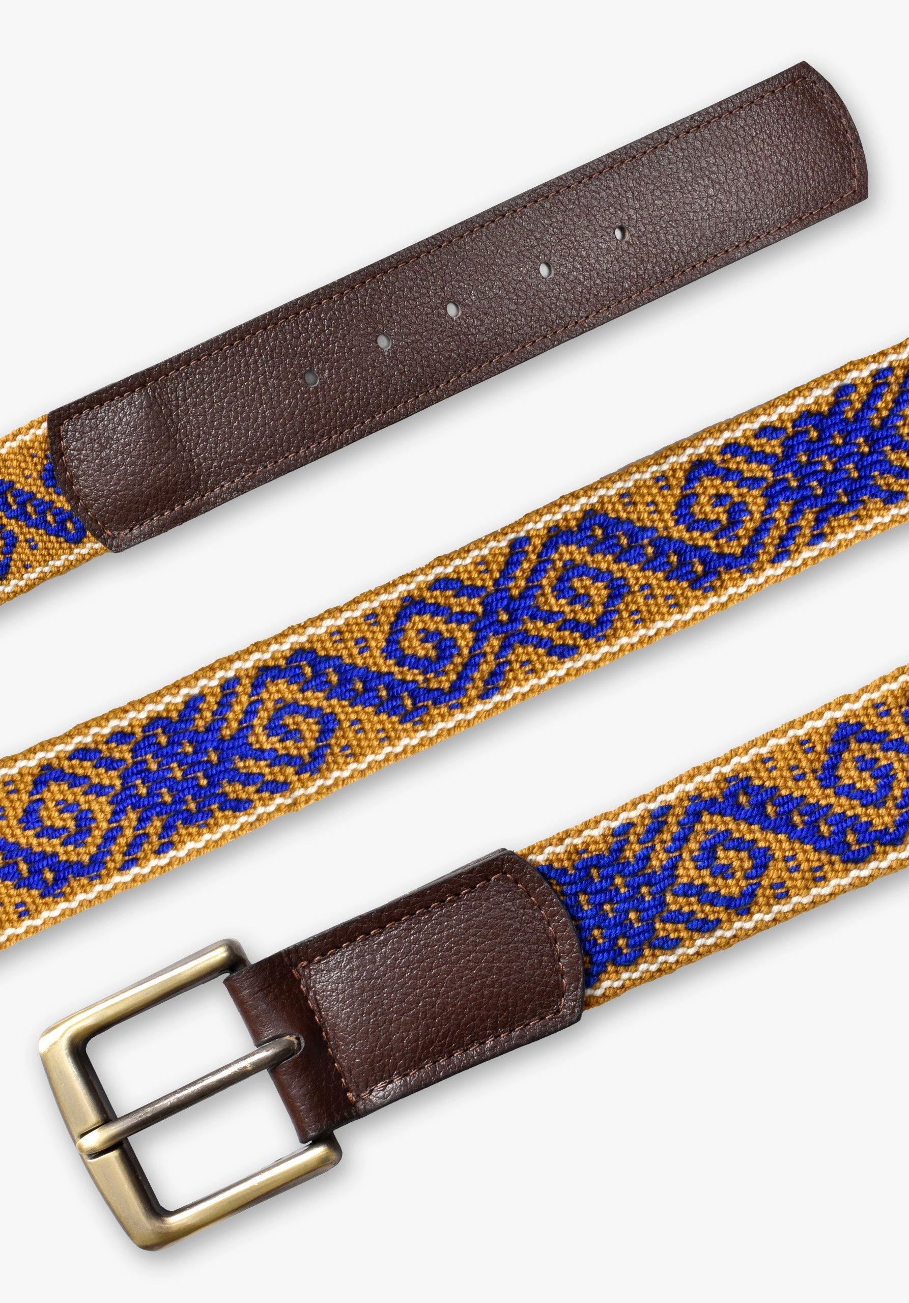 Ochre-Blue Calvino Woven Belt