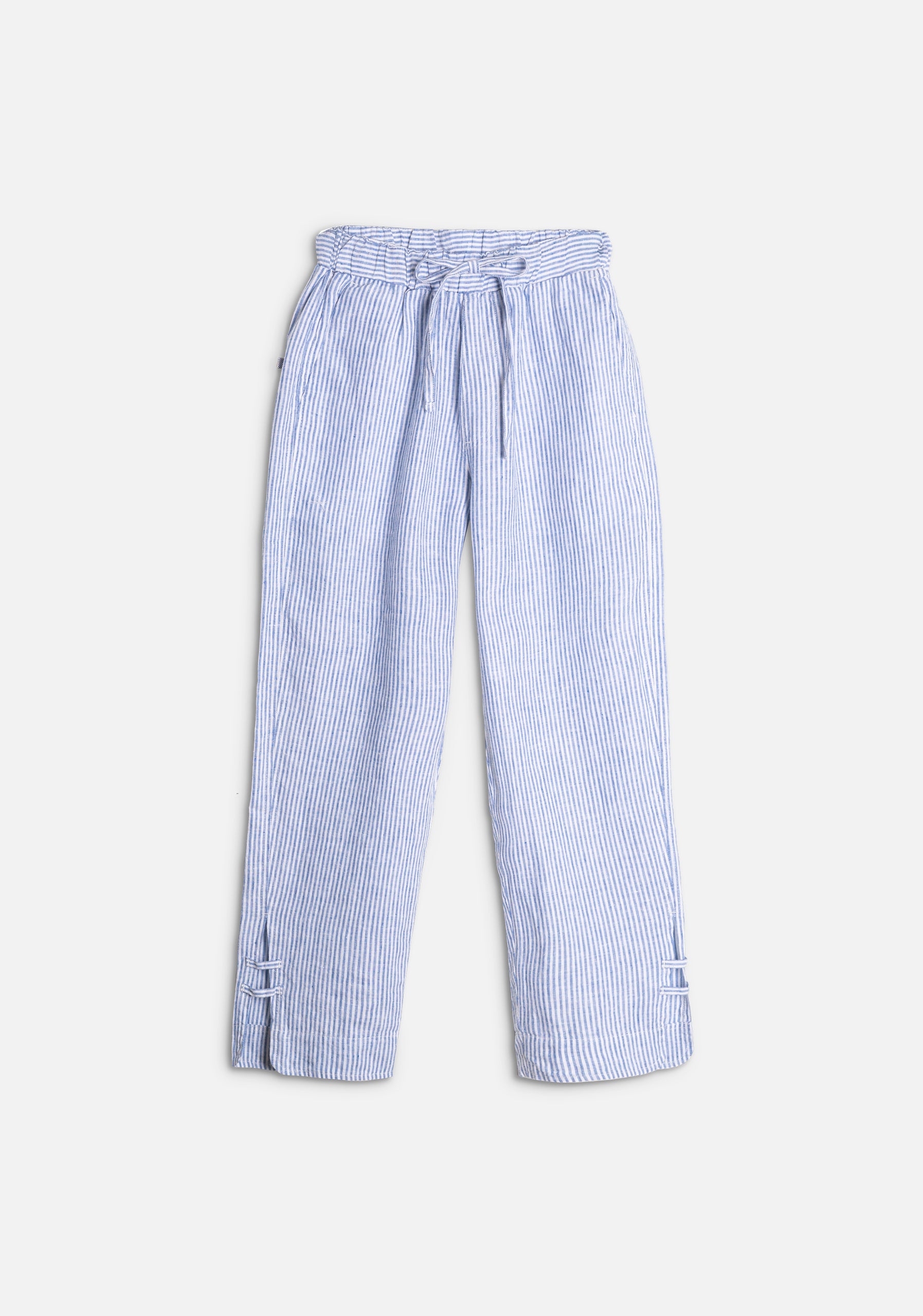 Alessia Linen Stripes White and Blue Jogger